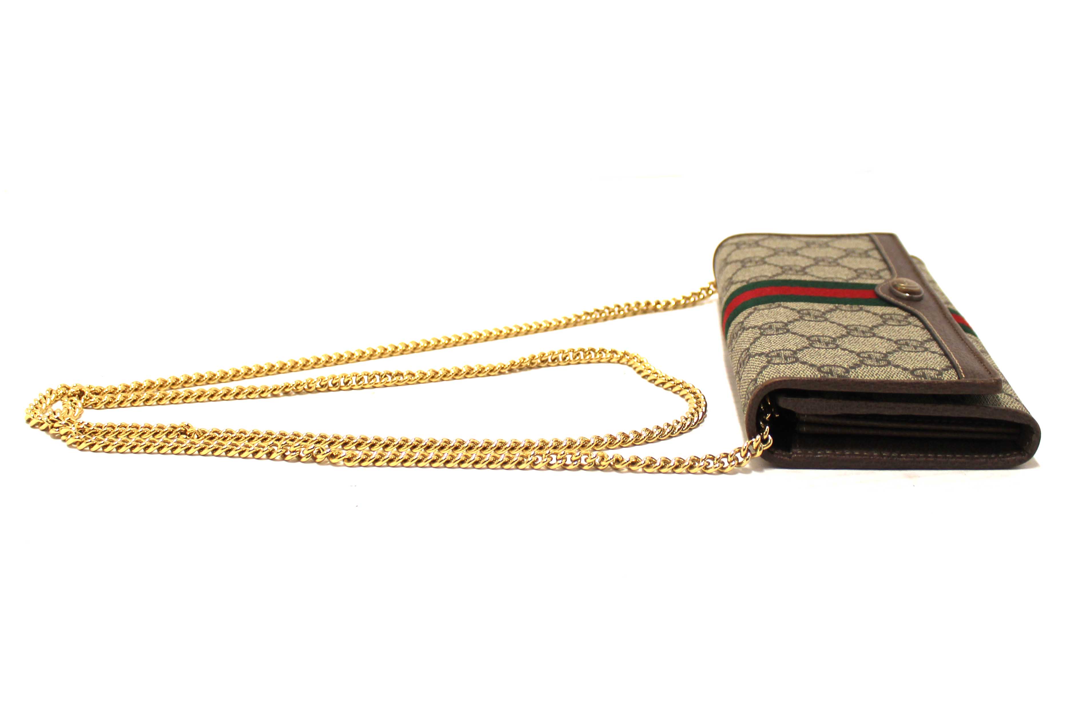 GUCCI(グッチ)正規品/関税送料込み Ophidia GG Chain Wallet Gucci Ophidia GG Chain Wallet Beige/Ebony in Supreme Canvas