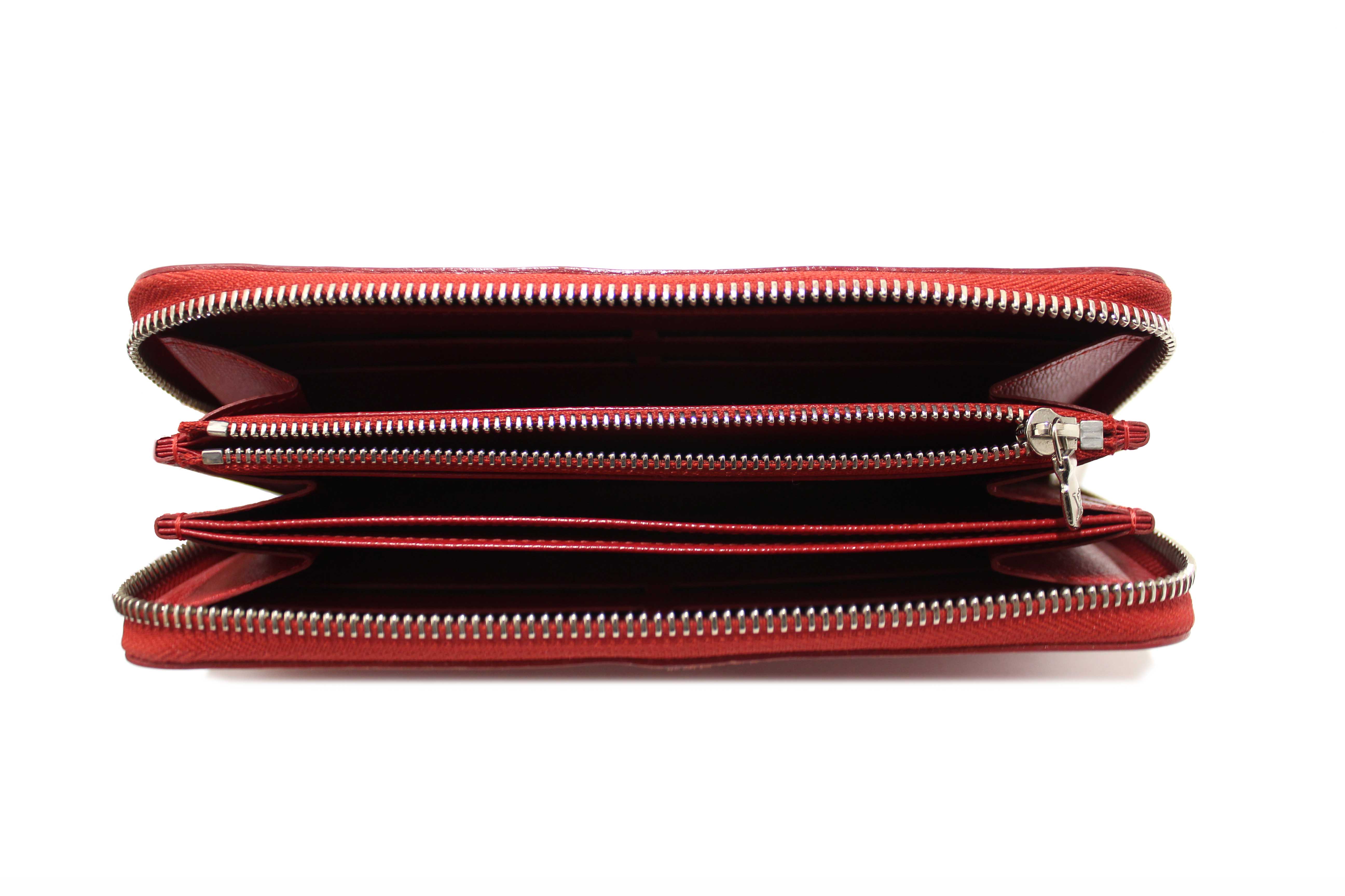 Authentic Louis Vuitton Red Epi Leather Zippy Long Wallet