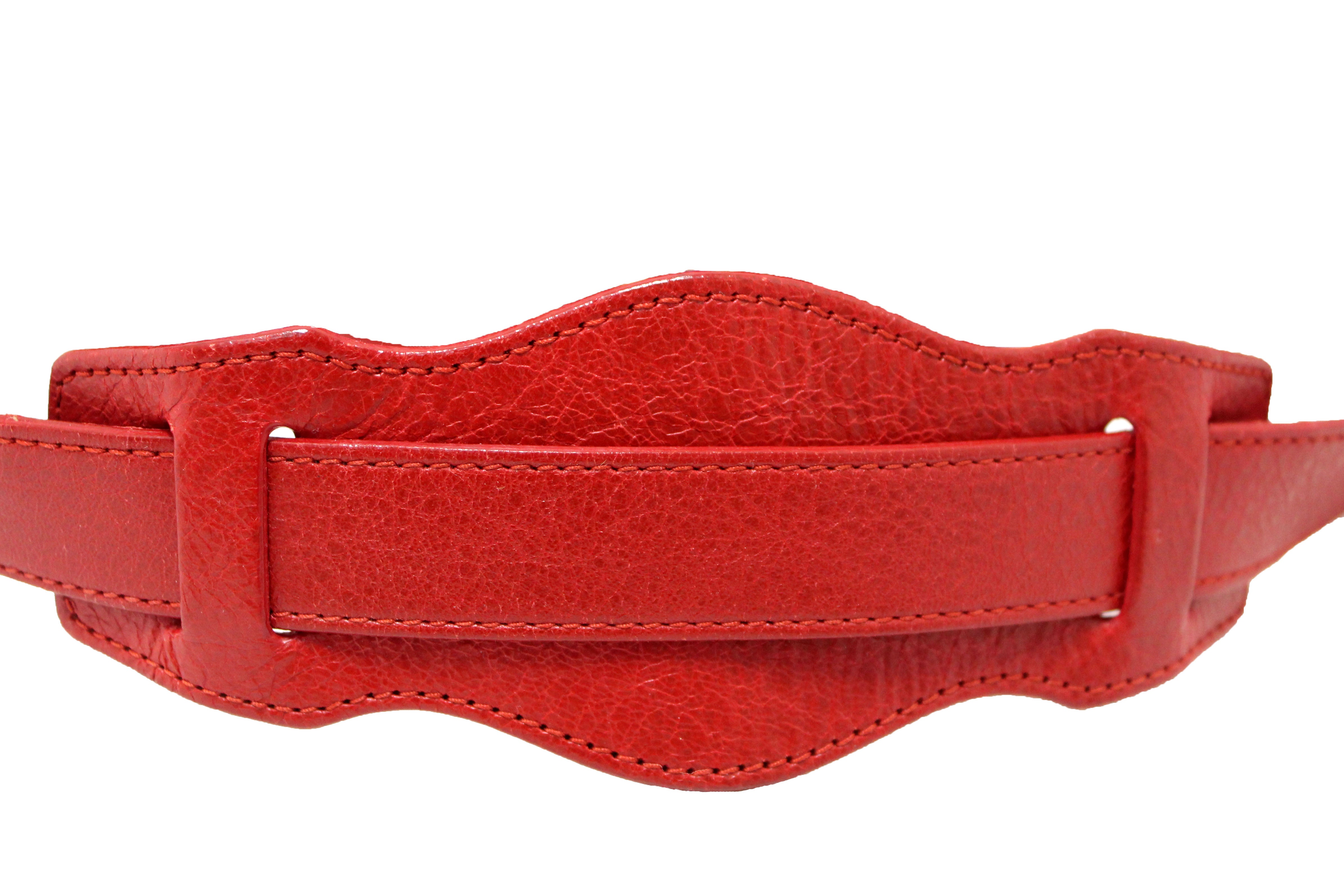 Authentic Balenciaga Red Classic City Lambskin Leather Shoulder Bag