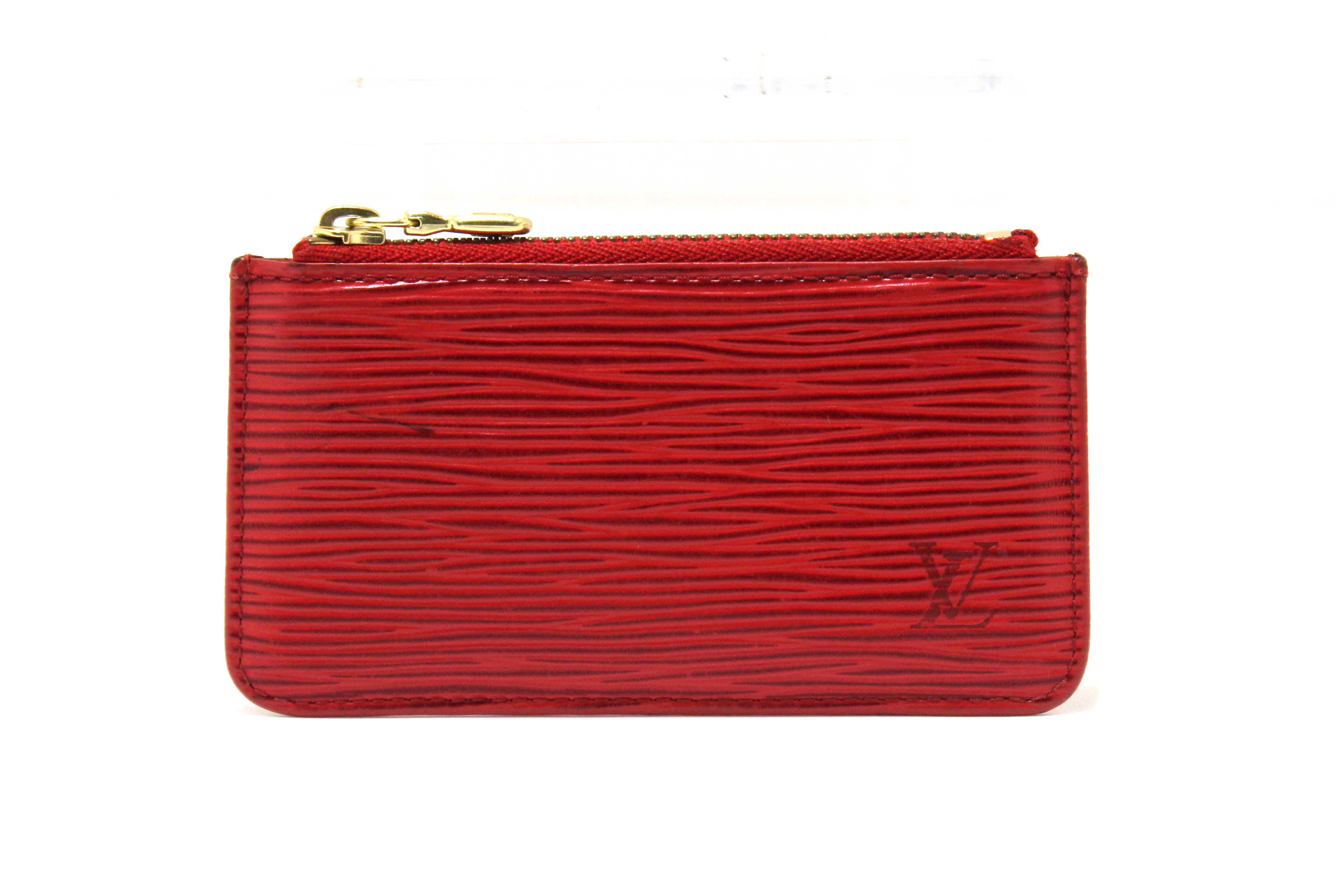 Authentic Louis Vuitton Red Epi Leather Key Coin Card Case Pouch