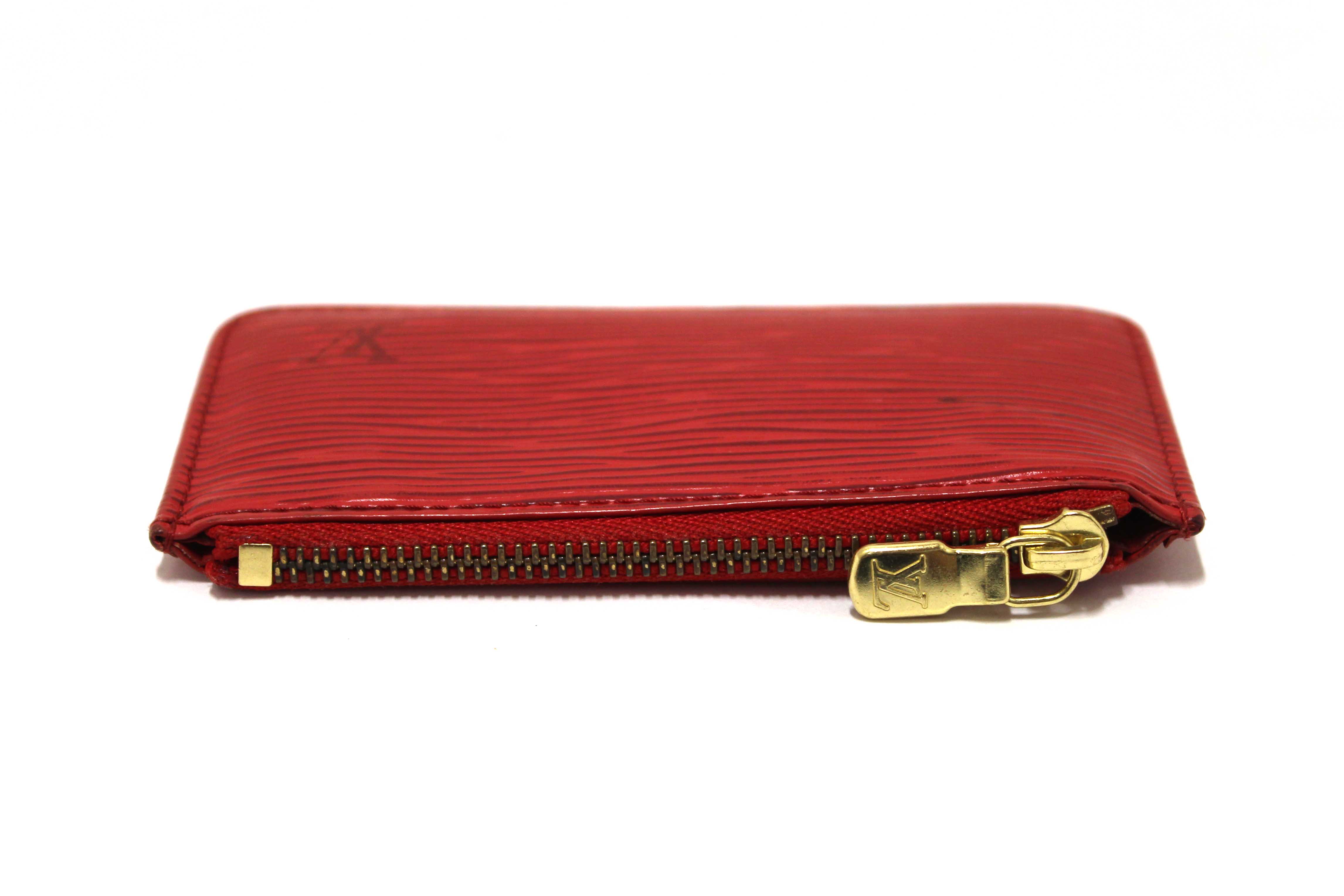 Authentic Louis Vuitton Red Epi Leather Key Coin Card Case Pouch