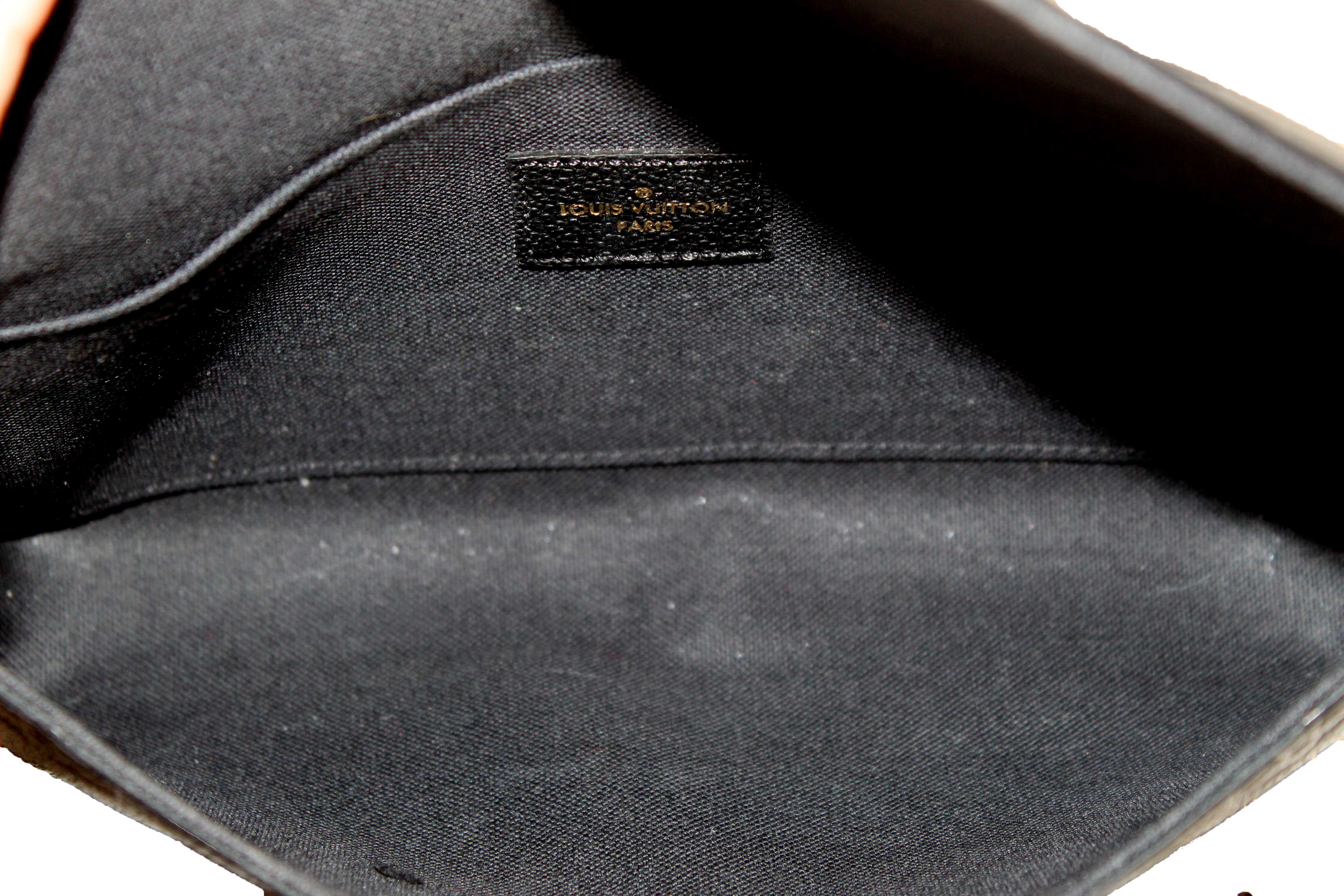 Authentic Louis Vuitton Black Monogram Empreinte Felicie Pochette Bag