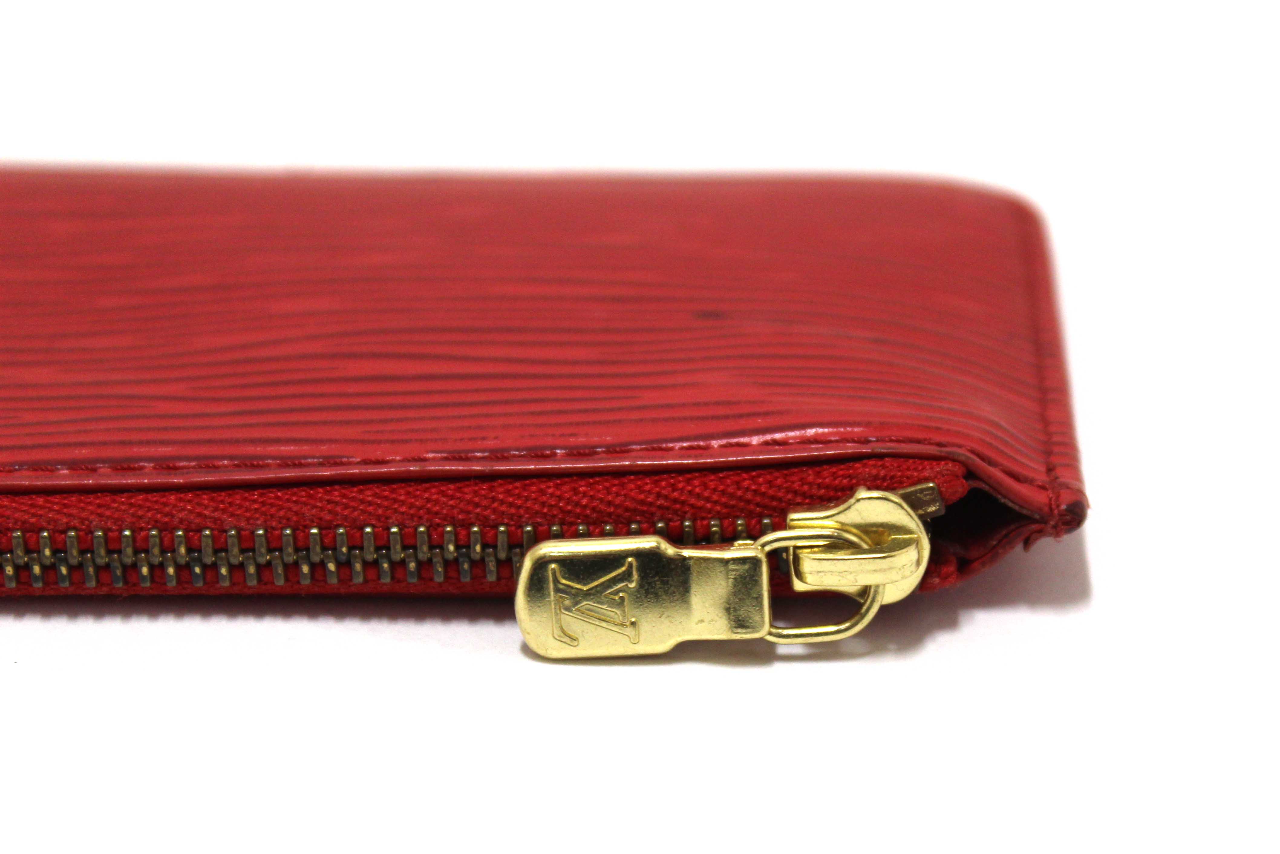 Authentic Louis Vuitton Red Epi Leather Key Coin Card Case Pouch