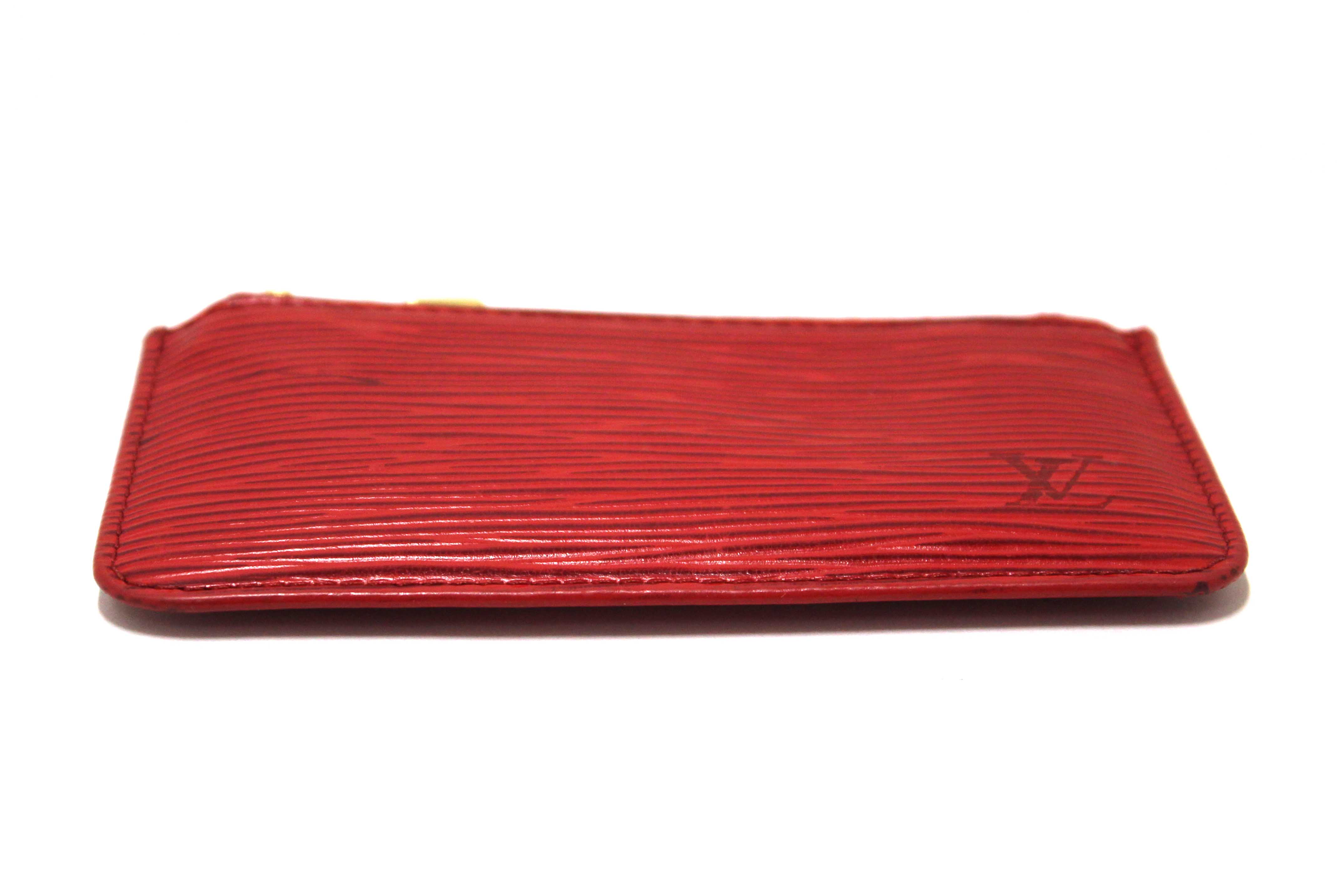 Authentic Louis Vuitton Red Epi Leather Key Coin Card Case Pouch