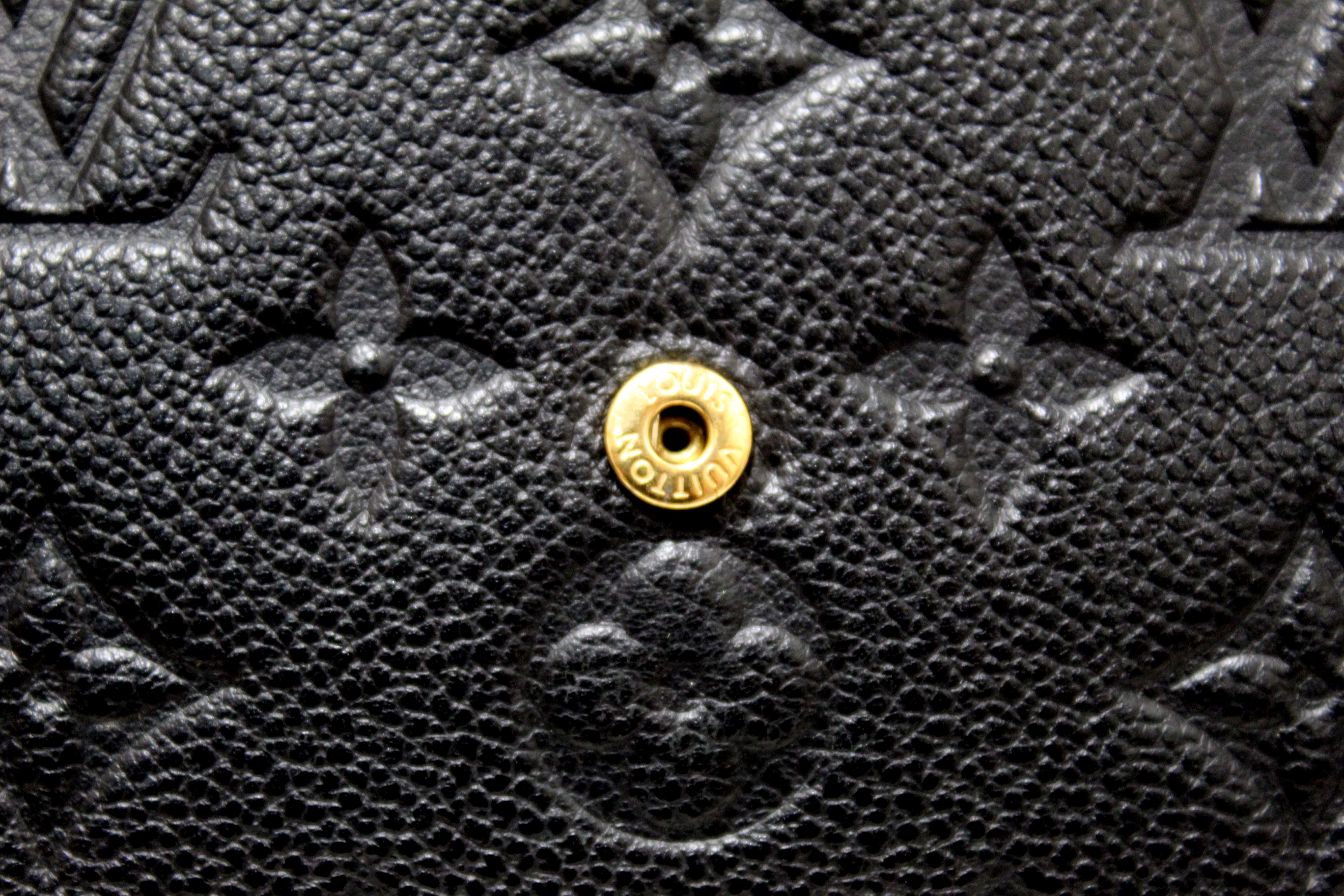Authentic Louis Vuitton Black Monogram Empreinte Felicie Pochette Bag