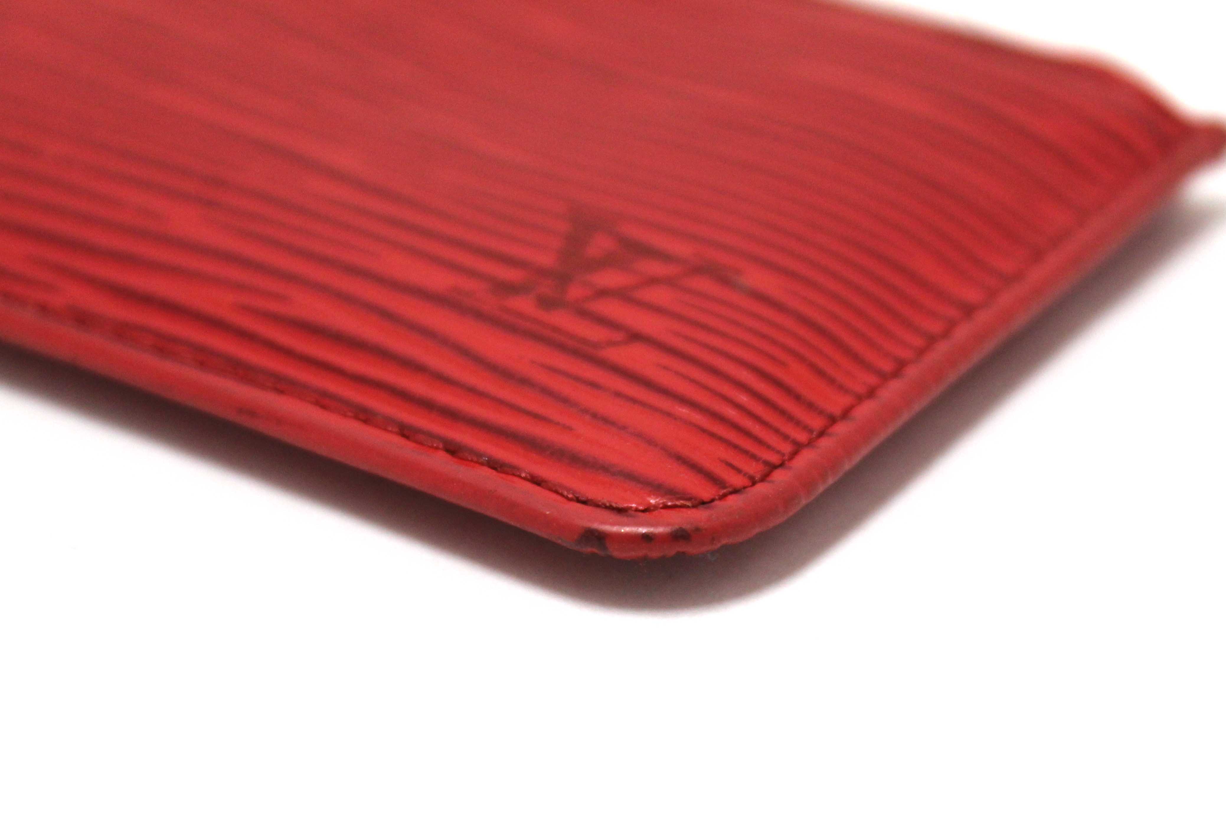 Authentic Louis Vuitton Red Epi Leather Key Coin Card Case Pouch