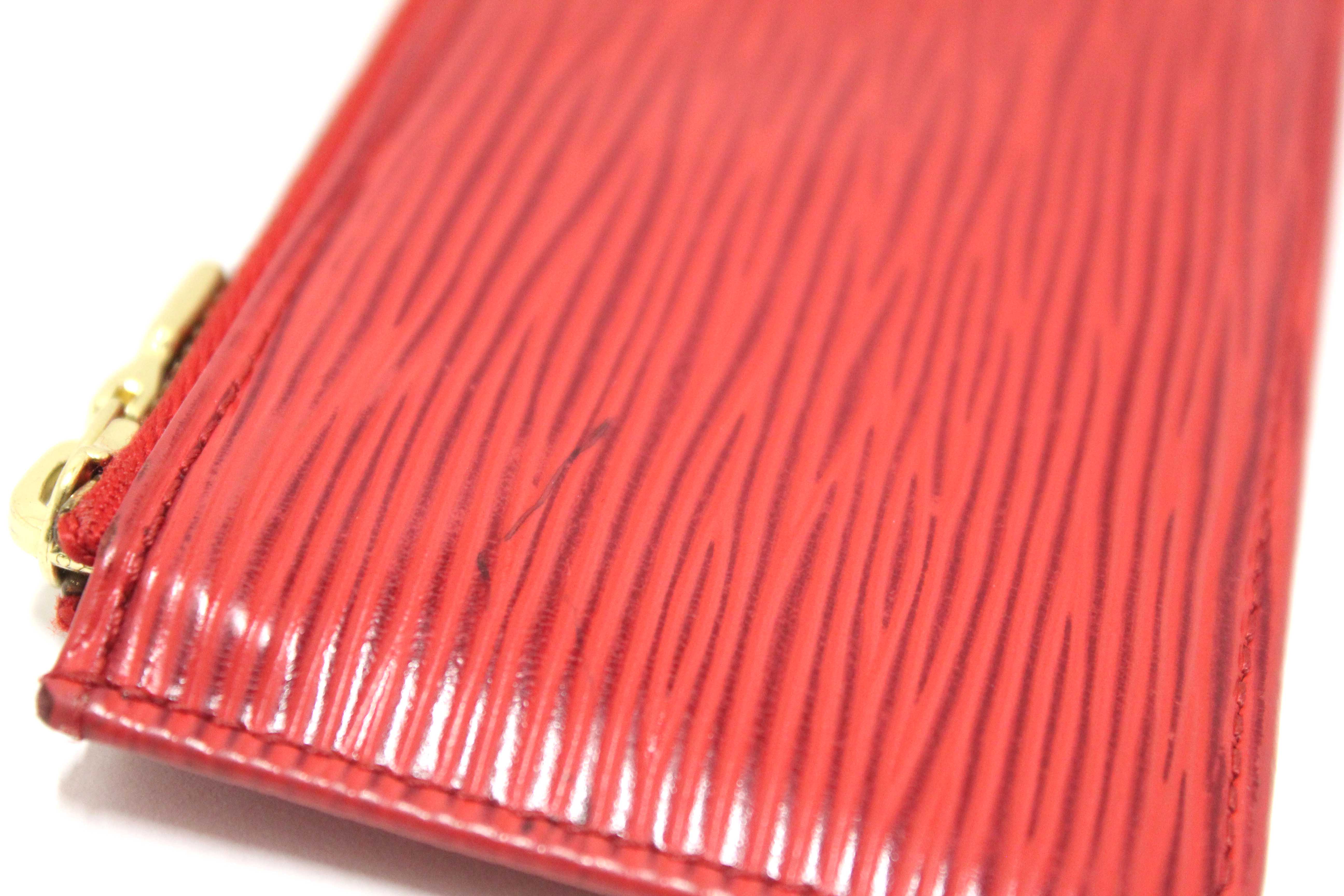 Authentic Louis Vuitton Red Epi Leather Key Coin Card Case Pouch