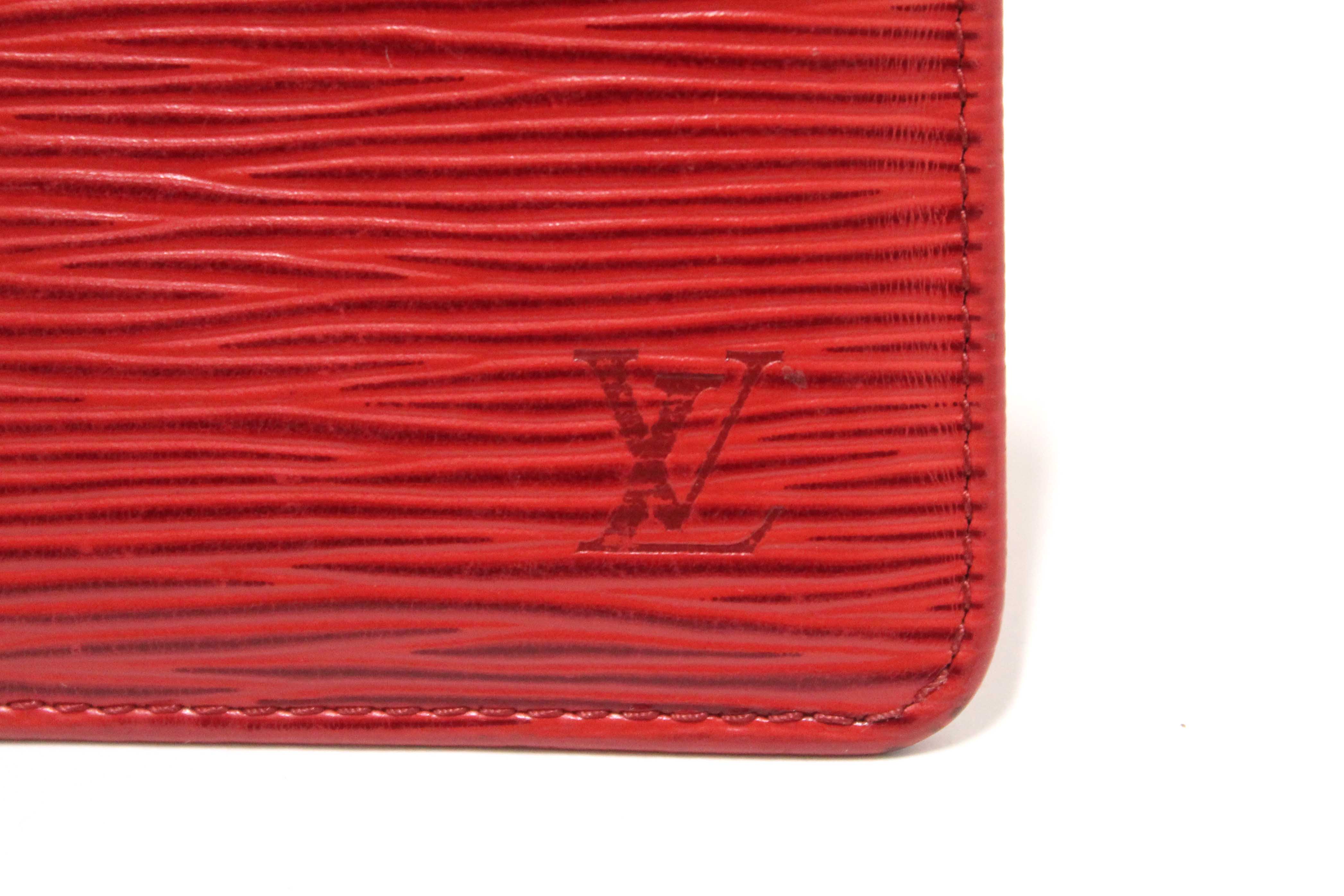Authentic Louis Vuitton Red Epi Leather Key Coin Card Case Pouch
