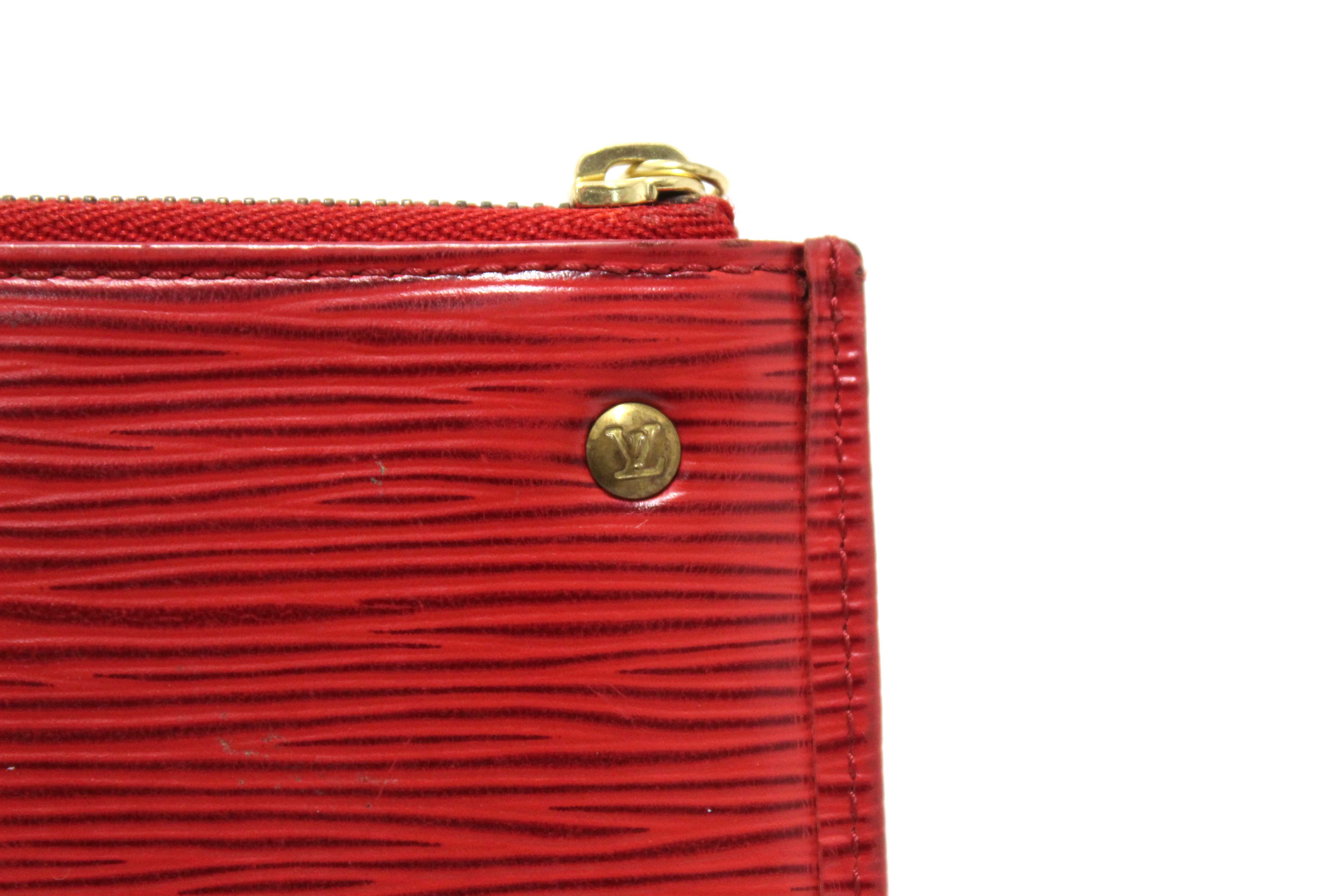Authentic Louis Vuitton Red Epi Leather Key Coin Card Case Pouch