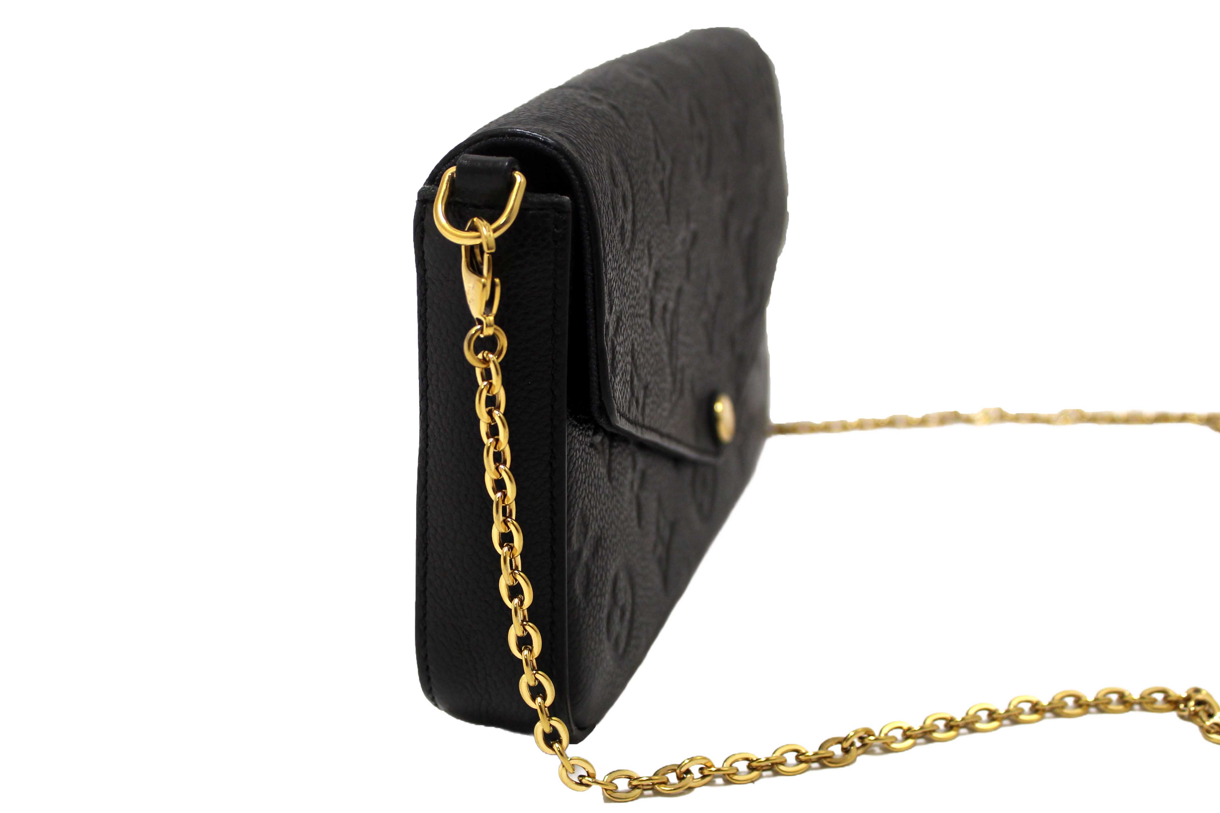 Authentic Louis Vuitton Black Monogram Empreinte Felicie Pochette Bag