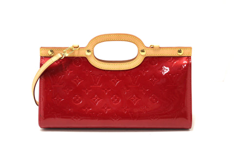 Authentic Louis Vuitton Red Monogram Vernis Leather Roxbury Drive Bag