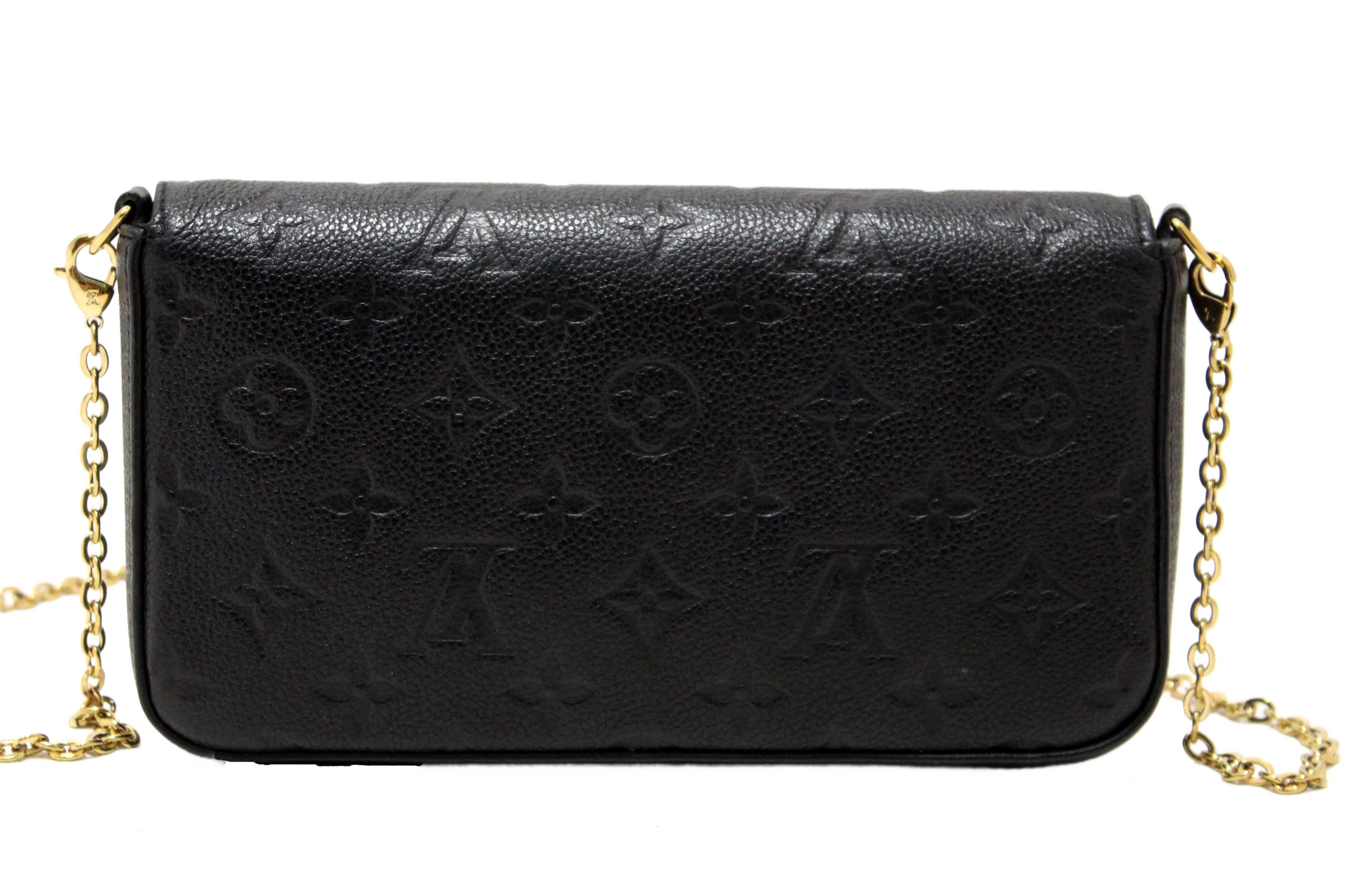 Authentic Louis Vuitton Black Monogram Empreinte Felicie Pochette Bag