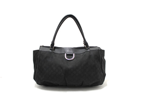 Authentic Gucci GG Black Nylon Large Tote Shoulder Bag 341491