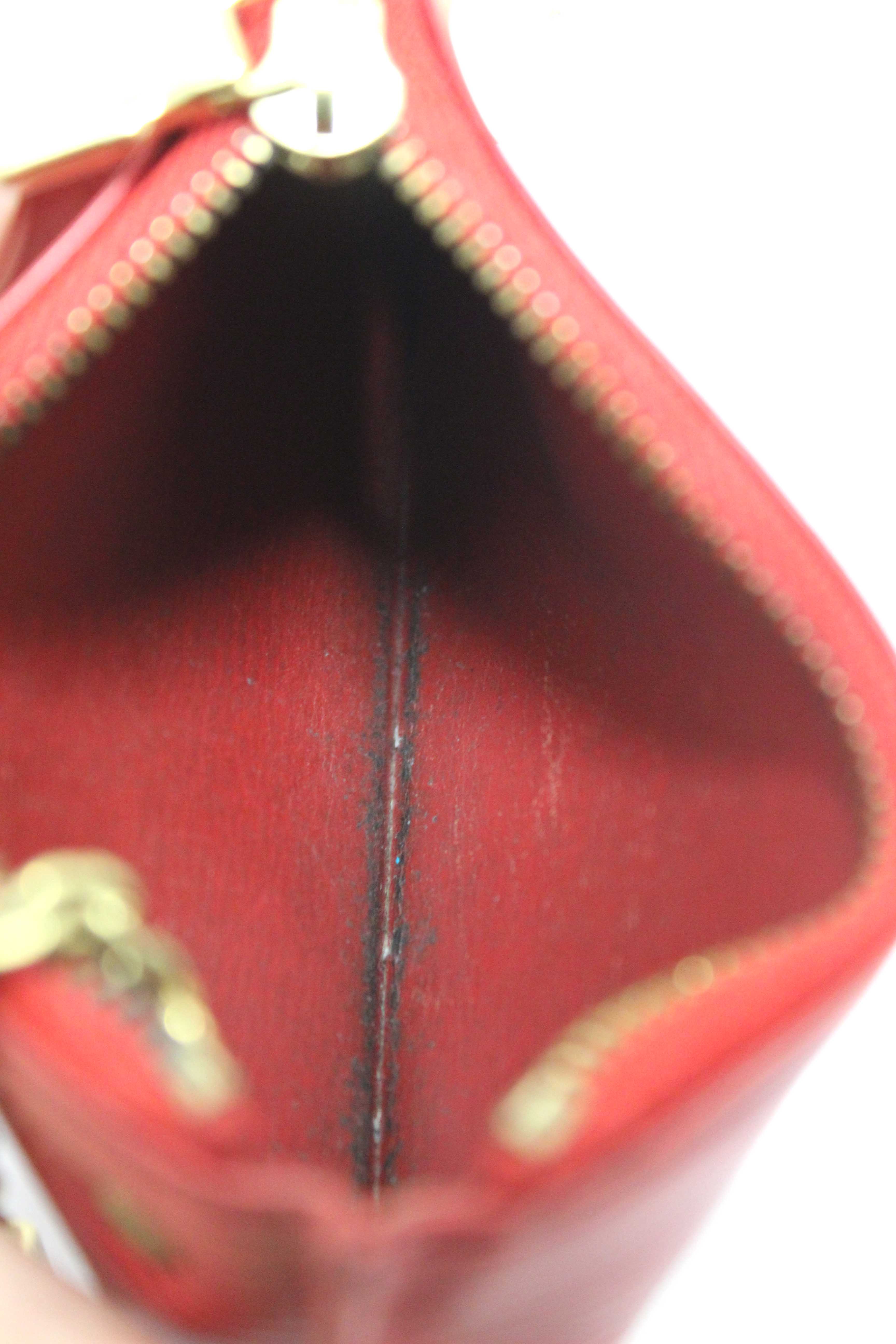 Authentic Louis Vuitton Red Epi Leather Key Coin Card Case Pouch