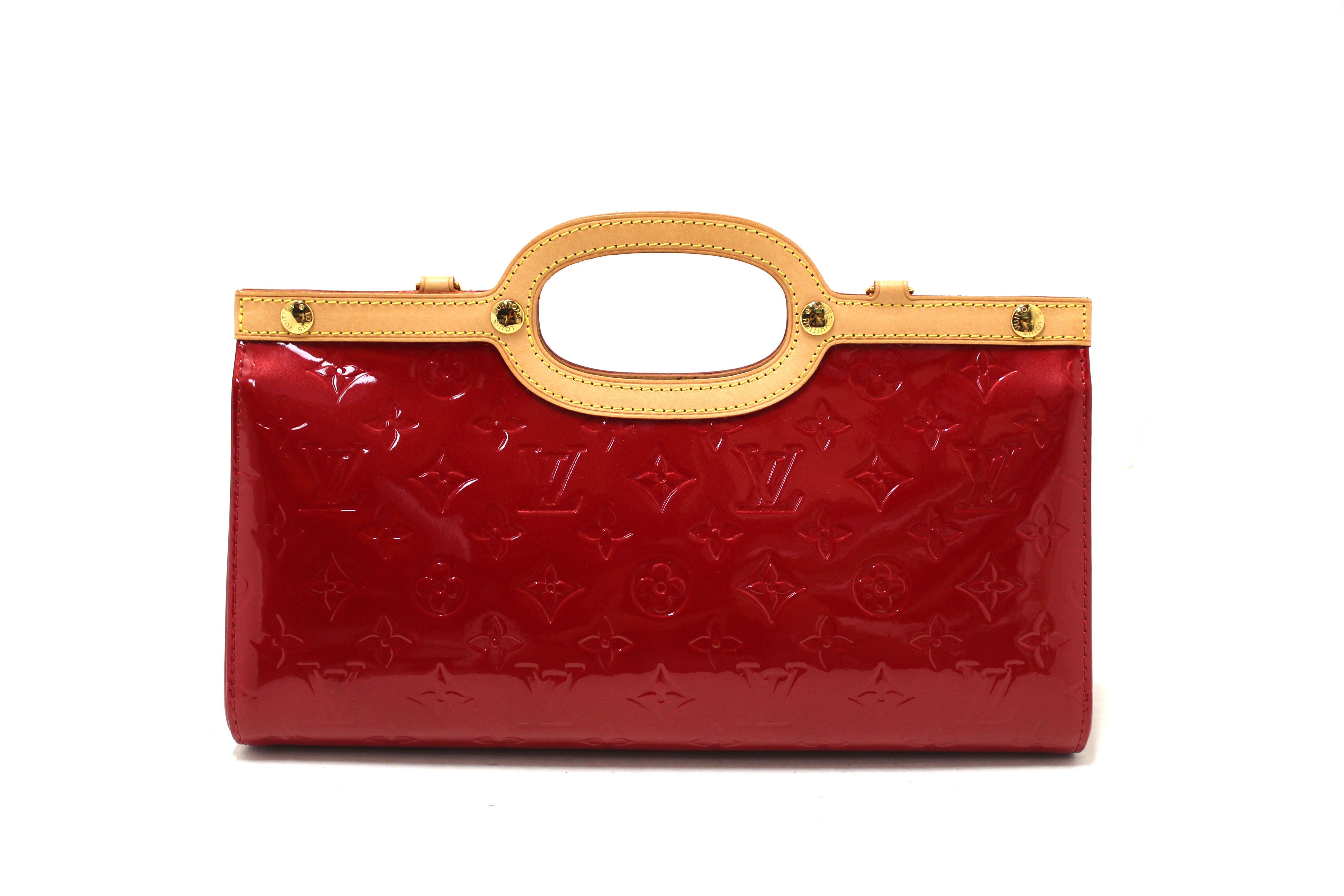 Authentic Louis Vuitton Red Monogram Vernis Leather Roxbury Drive Bag