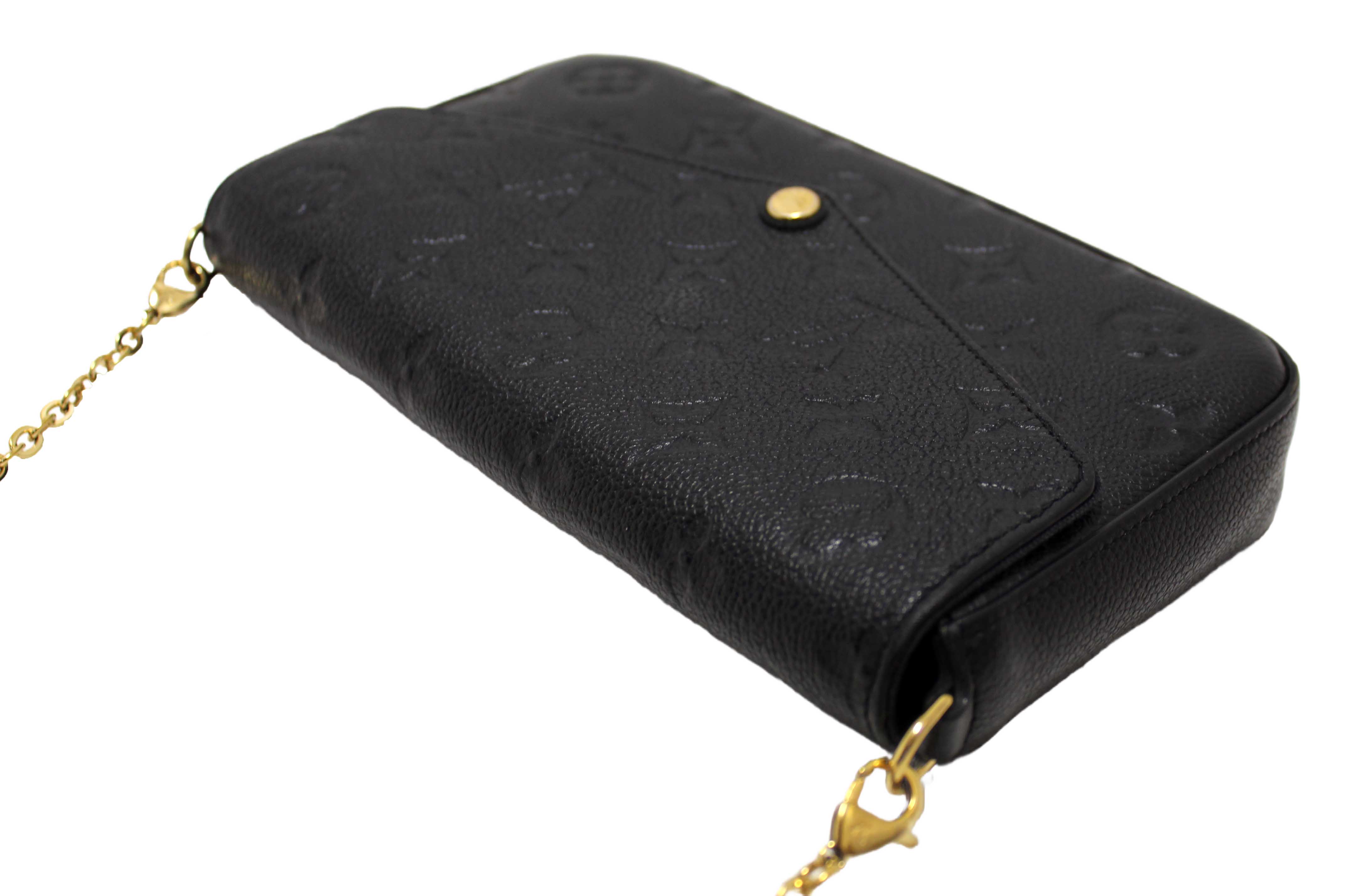 Authentic Louis Vuitton Black Monogram Empreinte Felicie Pochette Bag