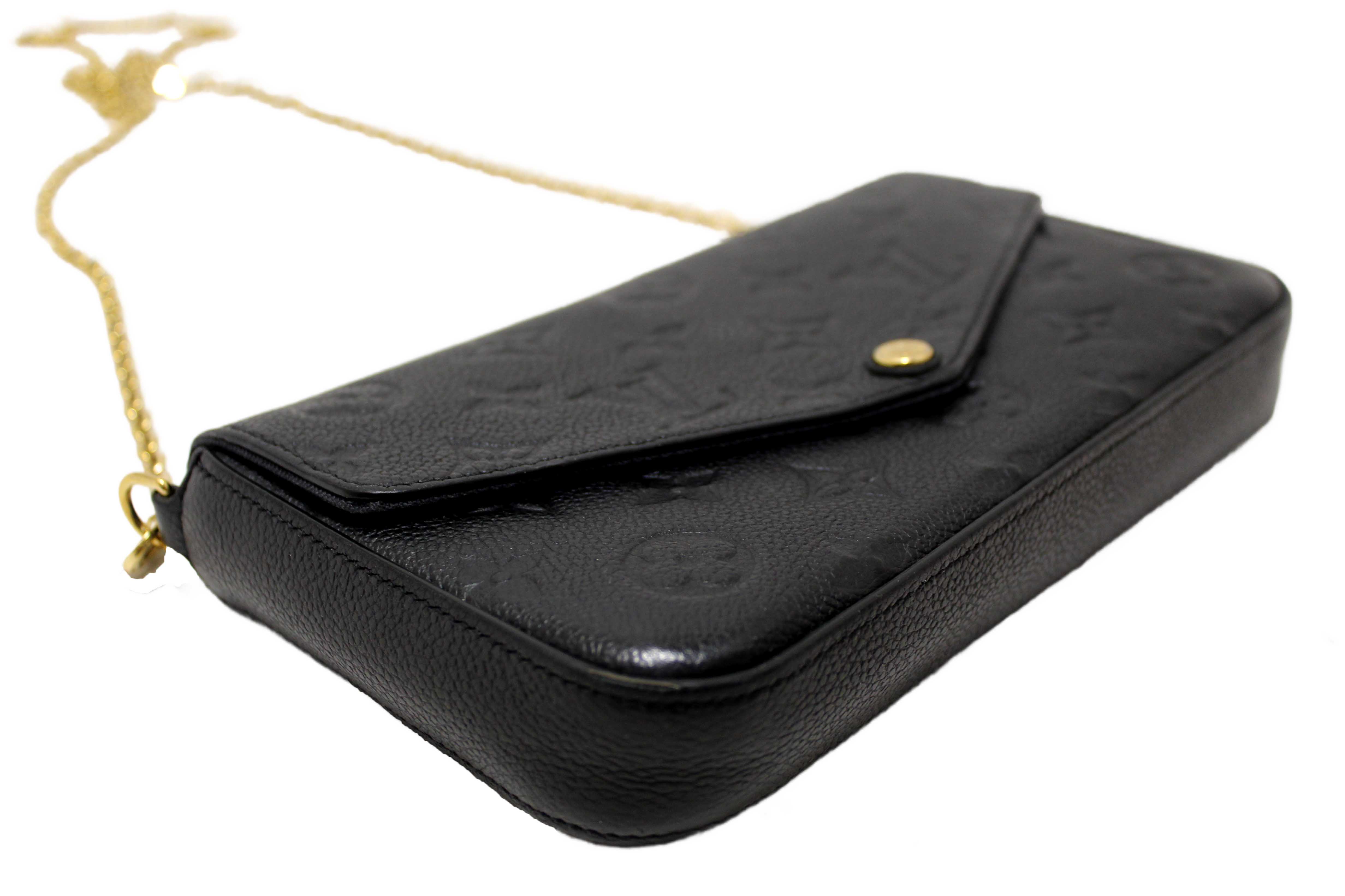 Authentic Louis Vuitton Black Monogram Empreinte Felicie Pochette Bag