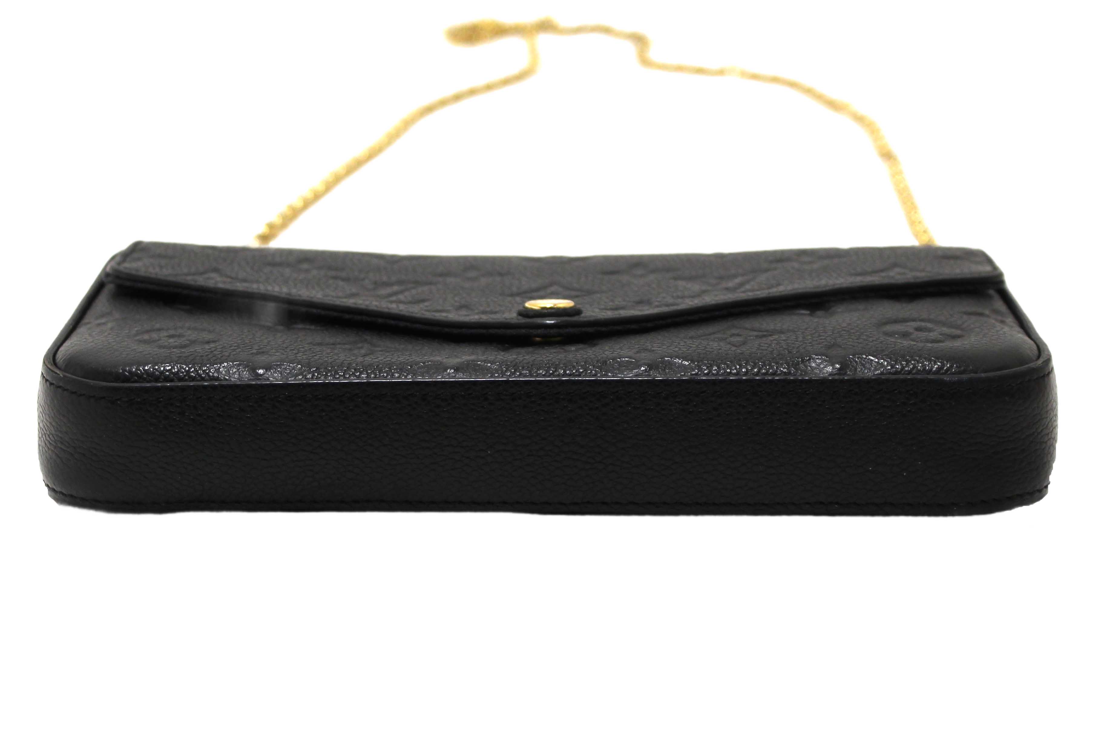 Authentic Louis Vuitton Black Monogram Empreinte Felicie Pochette Bag