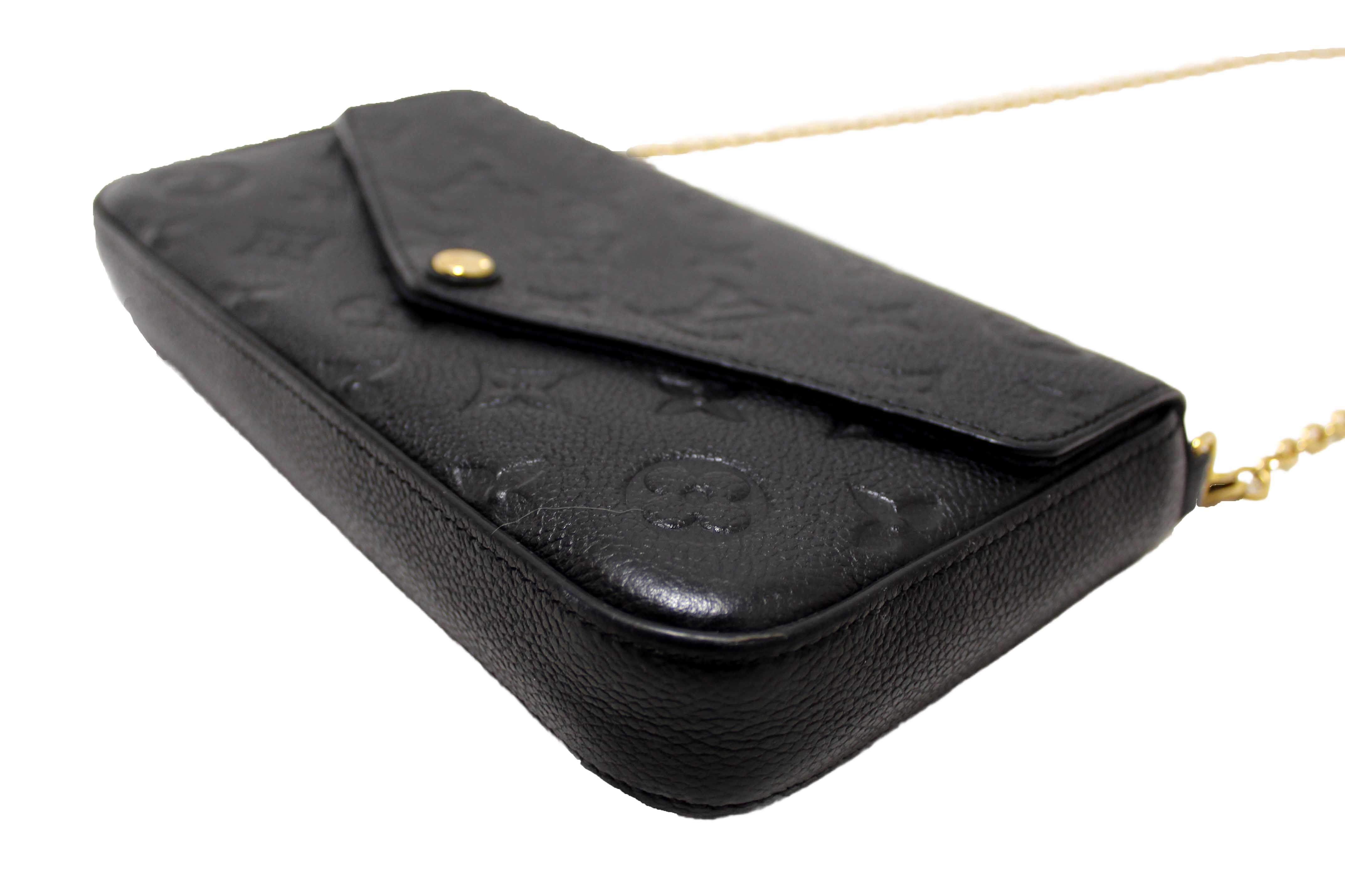 Authentic Louis Vuitton Black Monogram Empreinte Felicie Pochette Bag