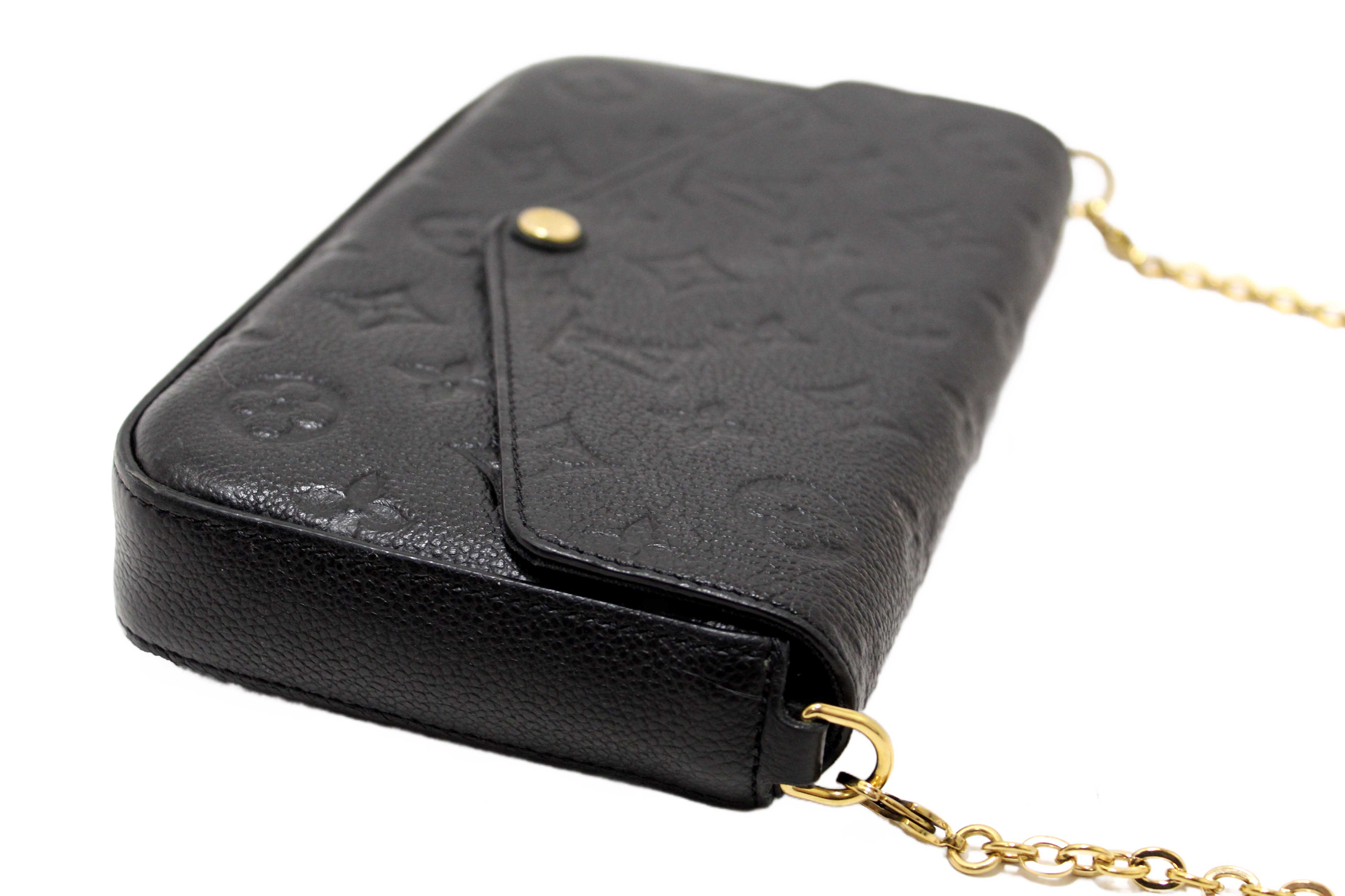 Authentic Louis Vuitton Black Monogram Empreinte Felicie Pochette Bag