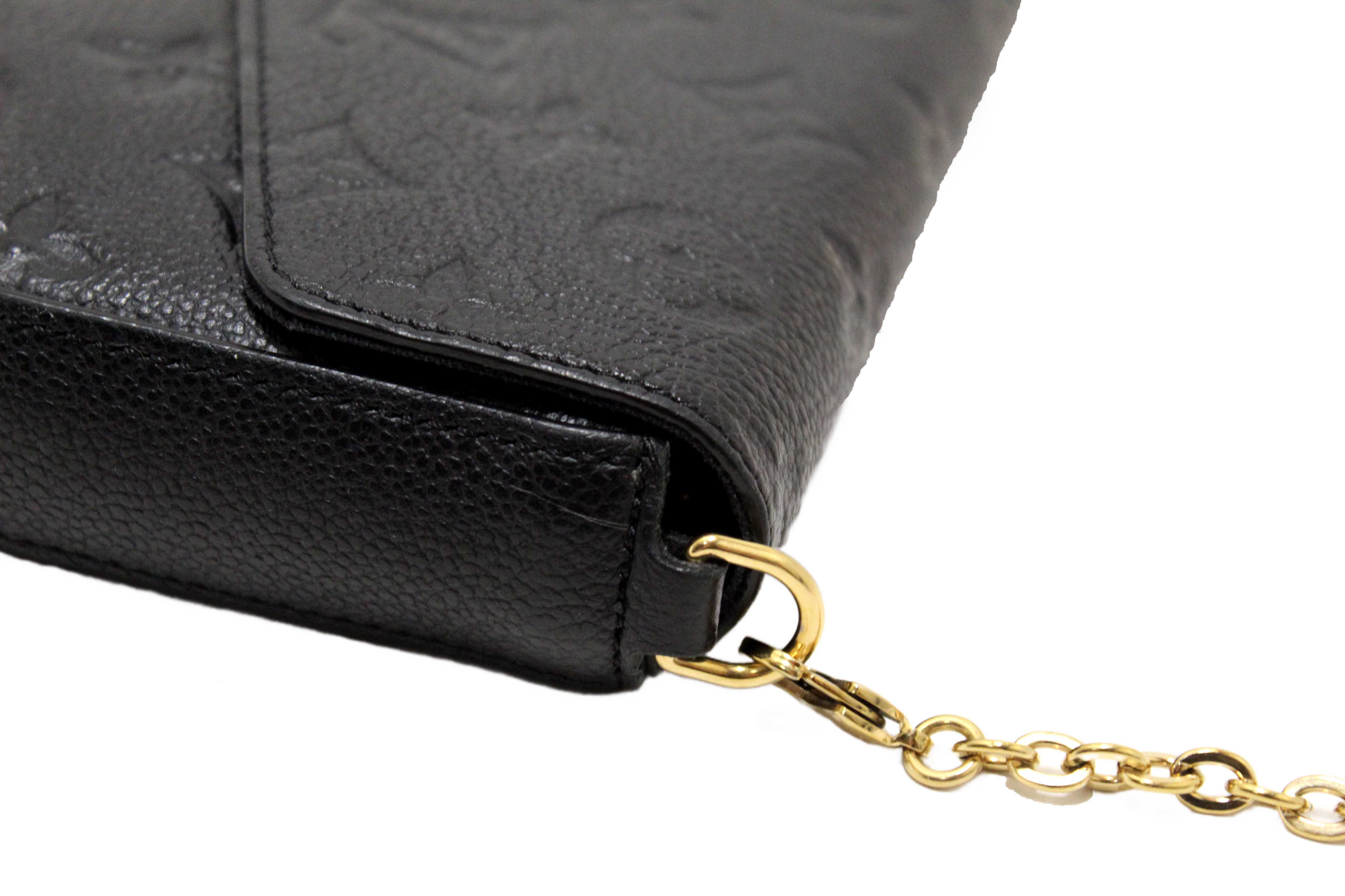 Authentic Louis Vuitton Black Monogram Empreinte Felicie Pochette Bag