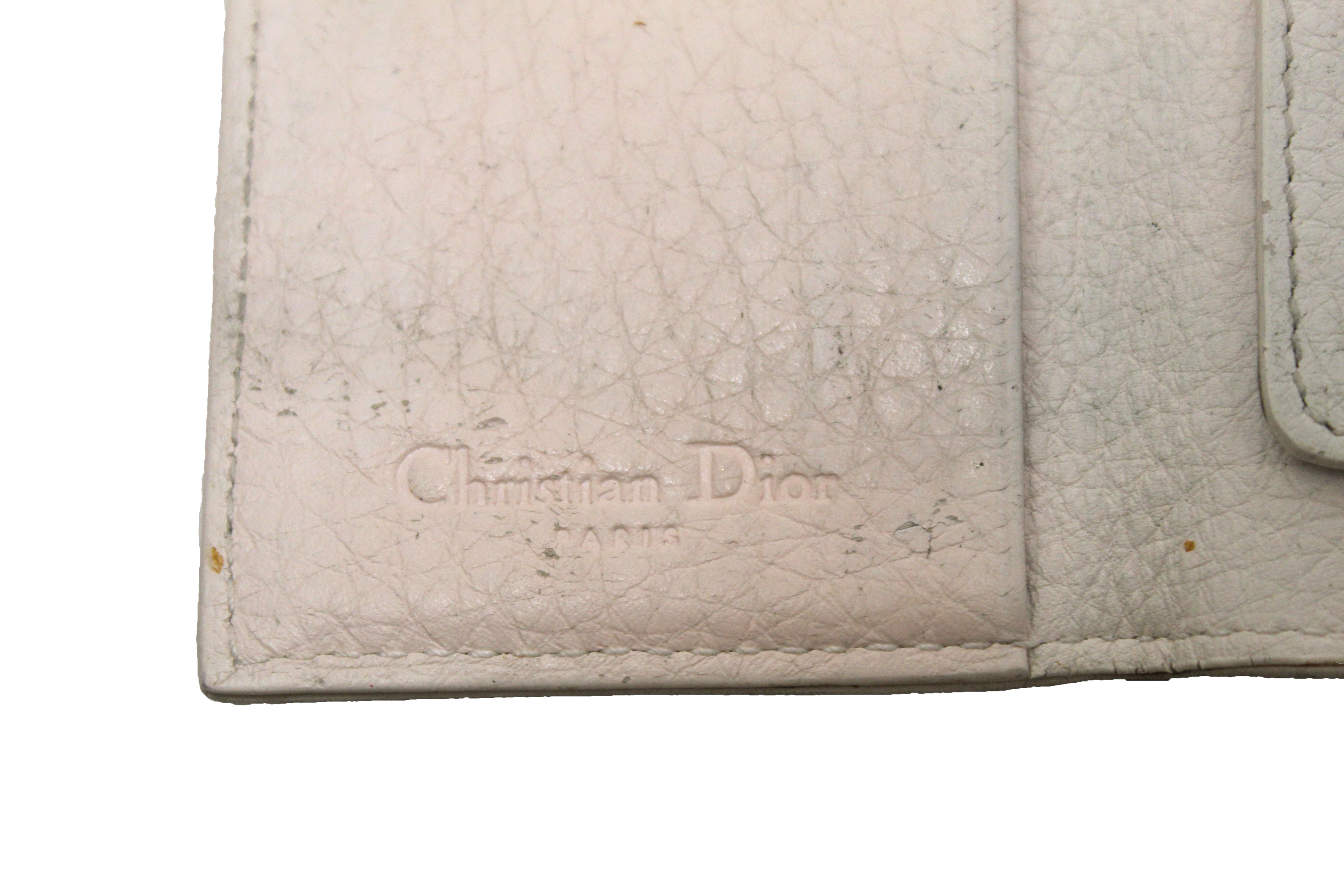 Authentic Christian Dior Vintage Saddle White Leather 6 Key Rings Holder