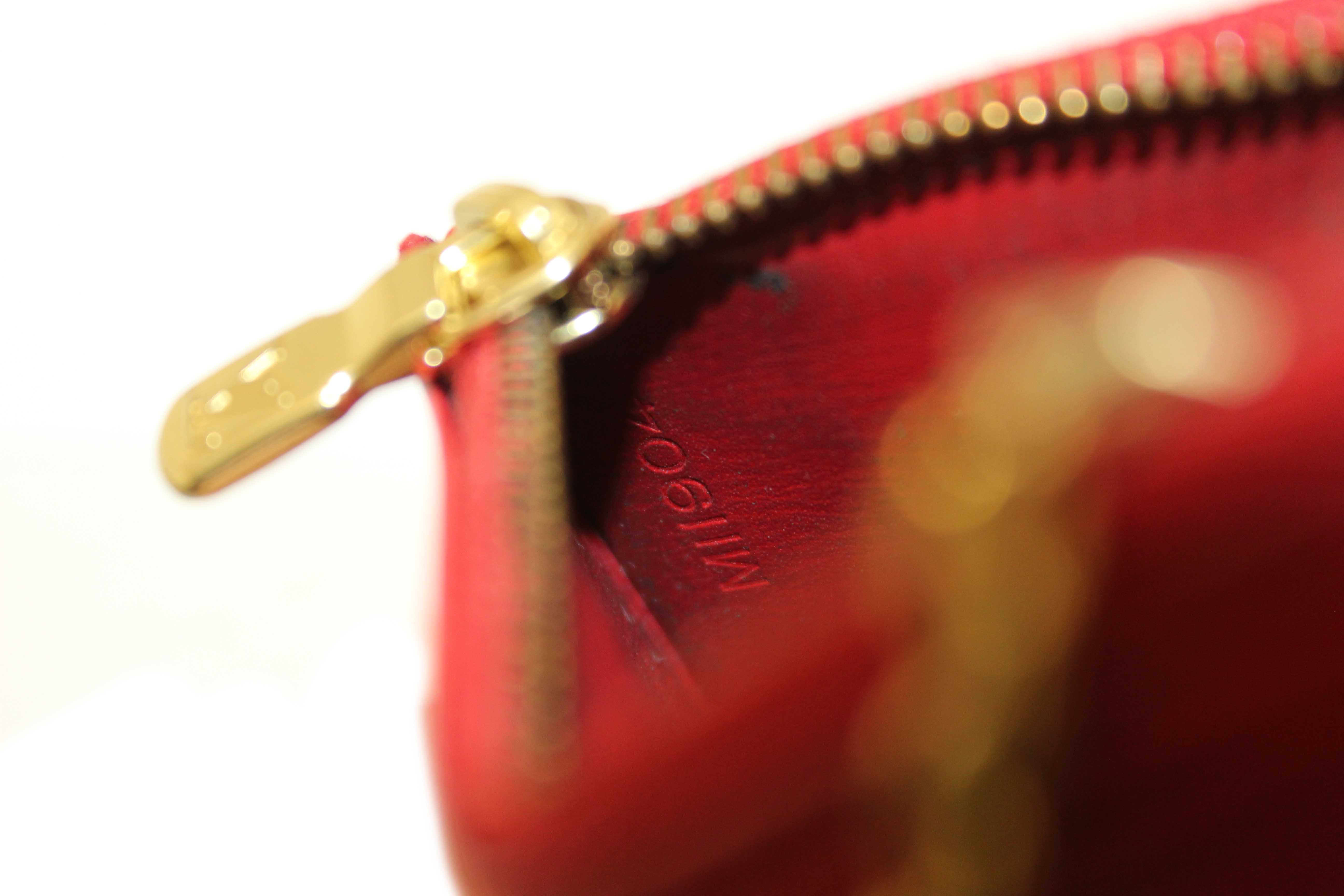 Authentic Louis Vuitton Red Epi Leather Key Coin Card Case Pouch
