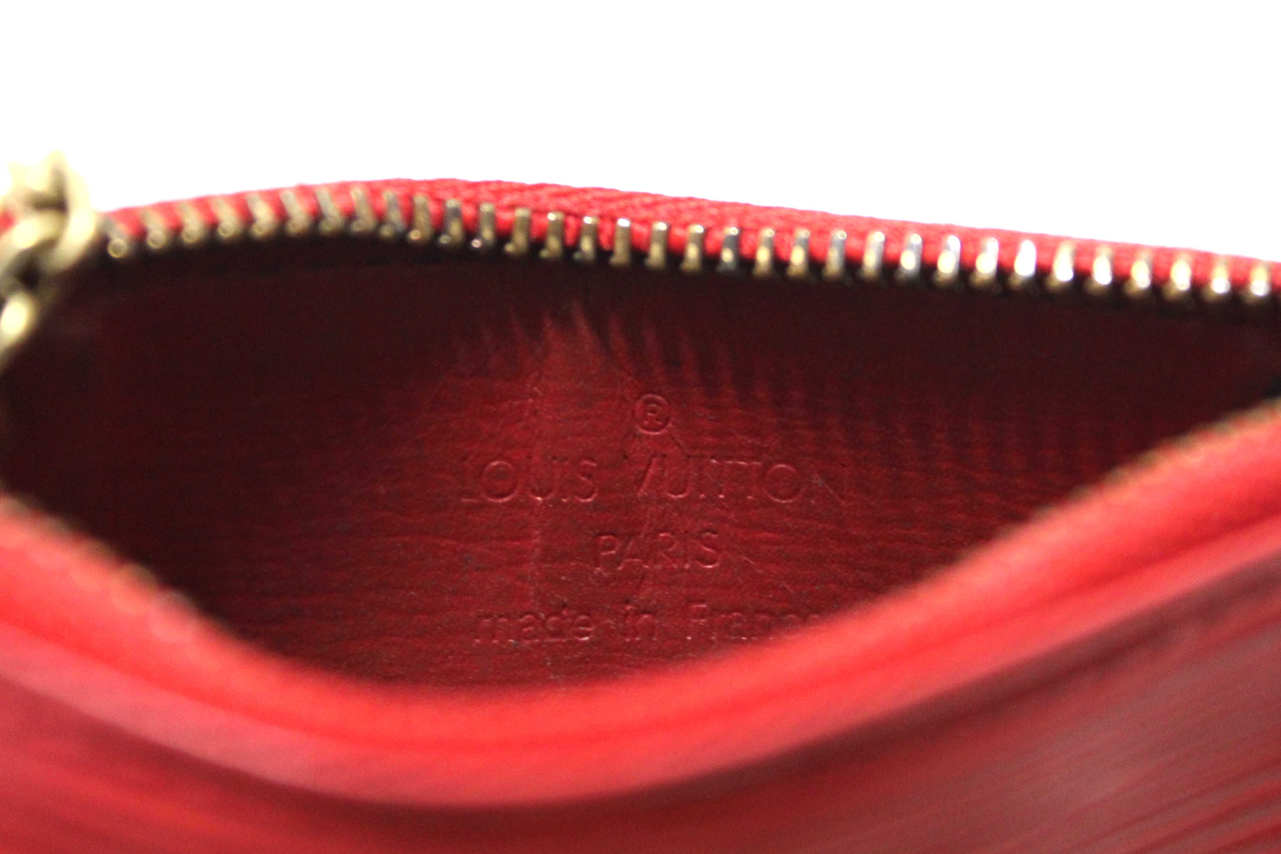 Authentic Louis Vuitton Red Epi Leather Key Coin Card Case Pouch