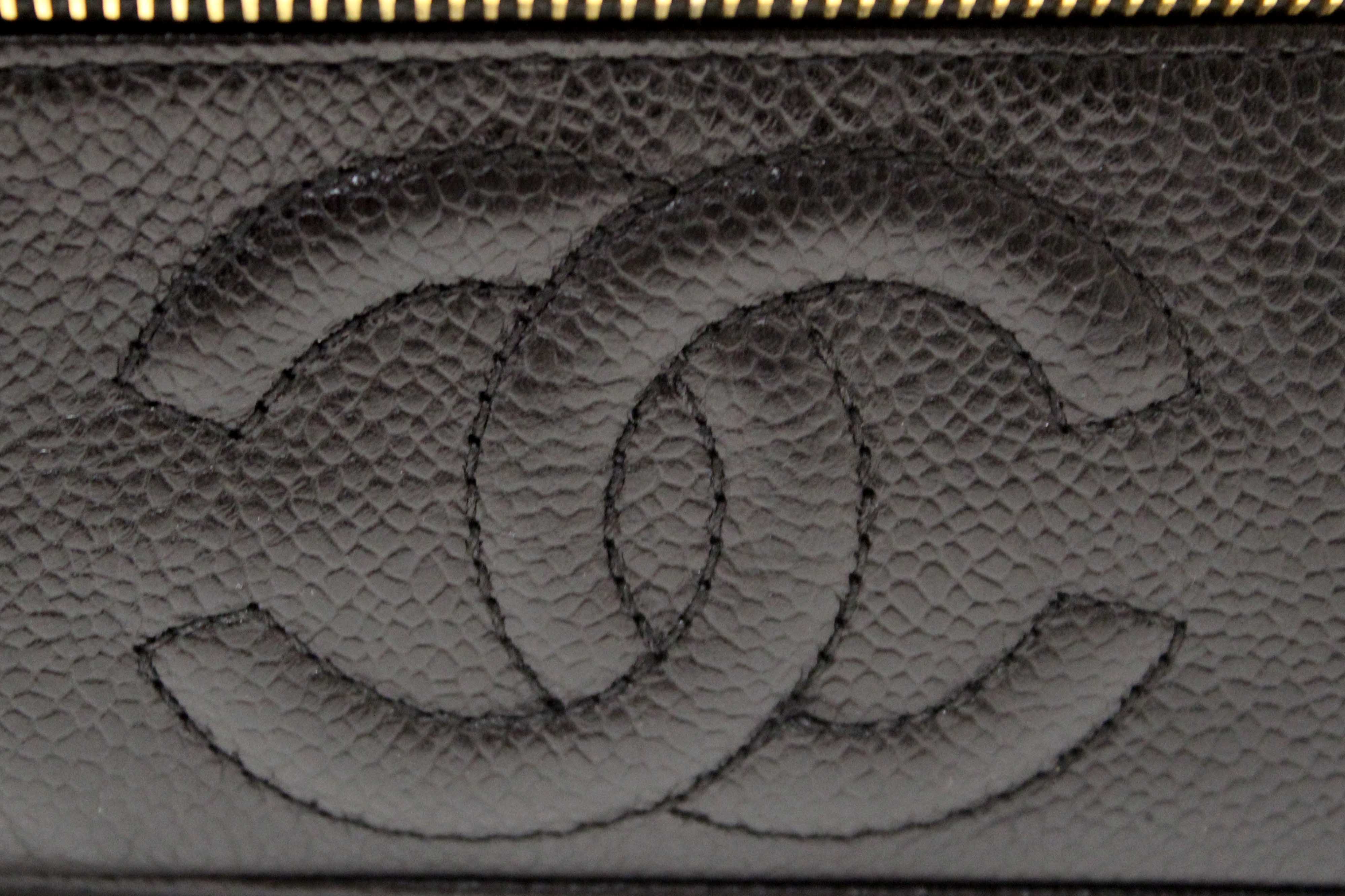 Authentic Chanel Vintage Black Caviar CC Timeless Vanity Case Bag