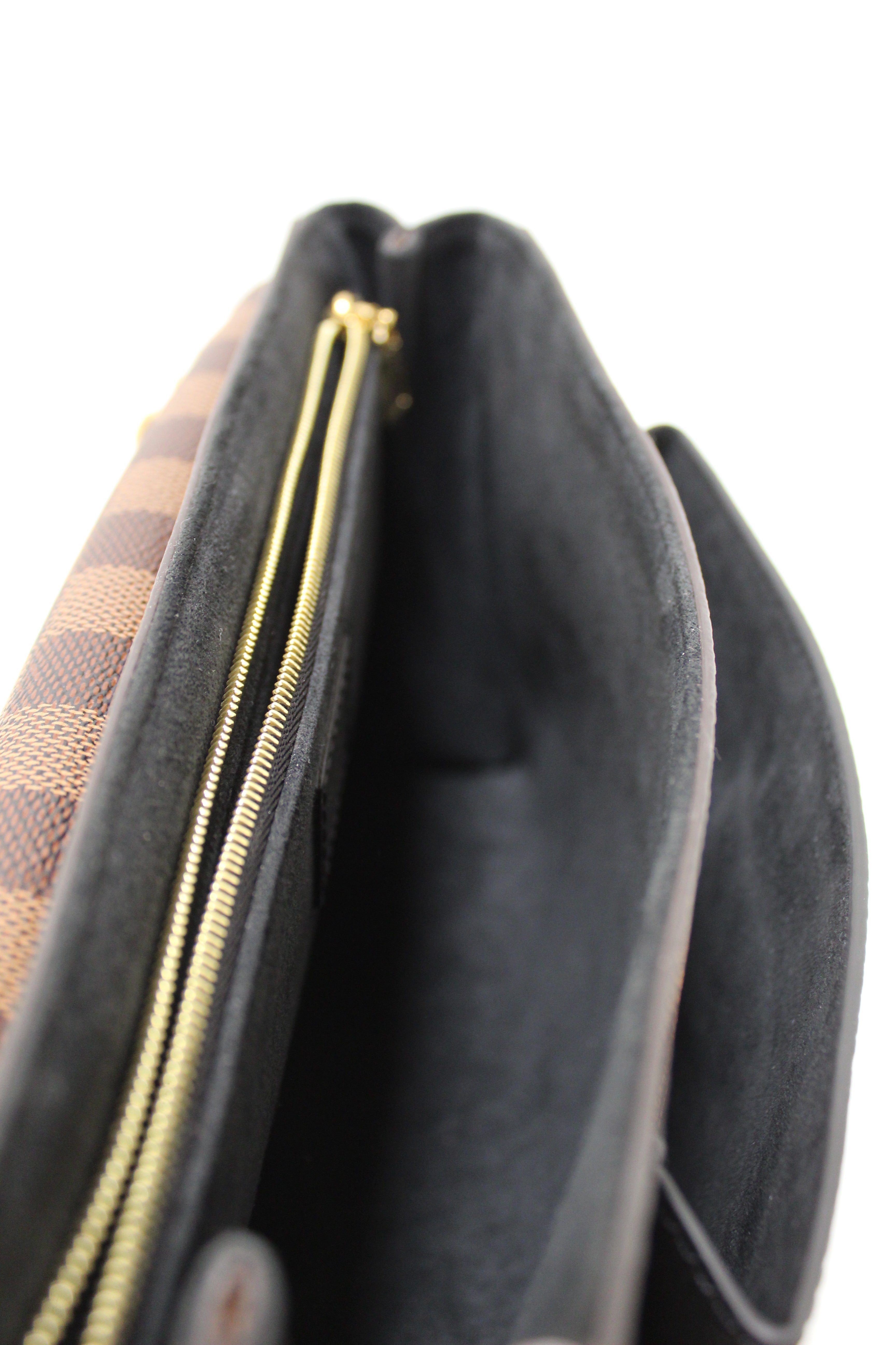 Authentic Louis Vuitton Damier Ebene Canvas with Black Soft Calf Leather Vavin PM Bag