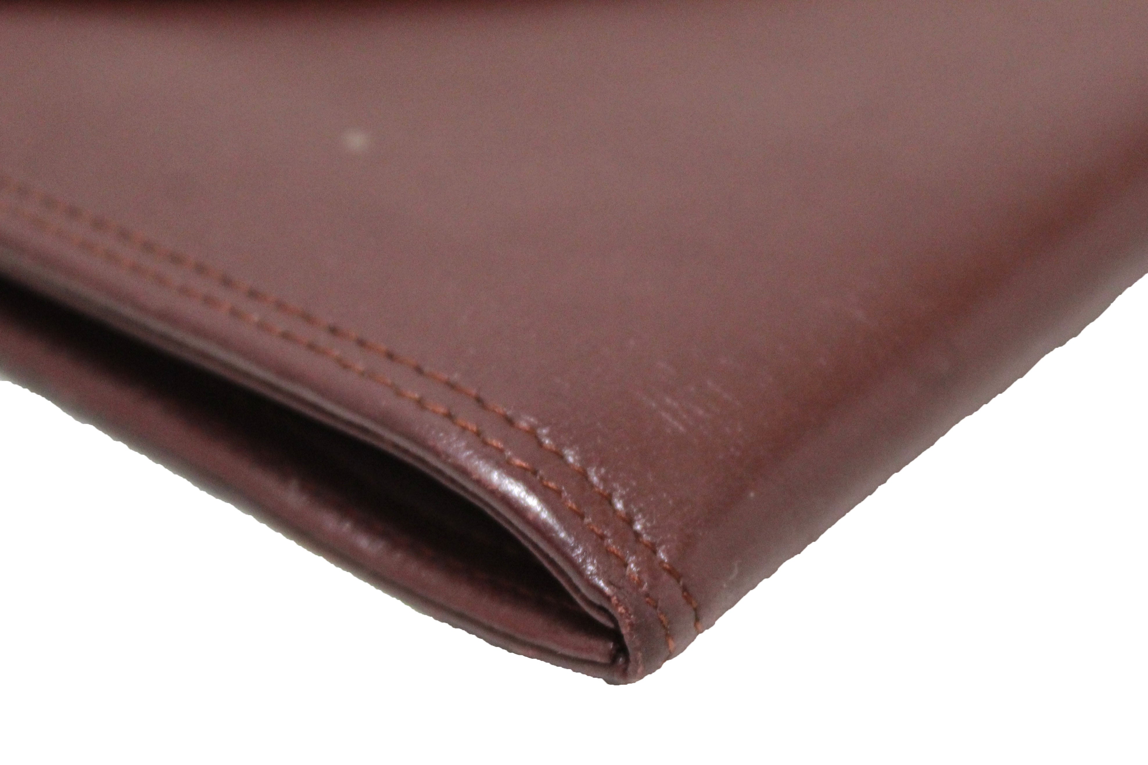 Authentic Cartier Burgundy Calfskin Leather Envelope Portfolio Pouch