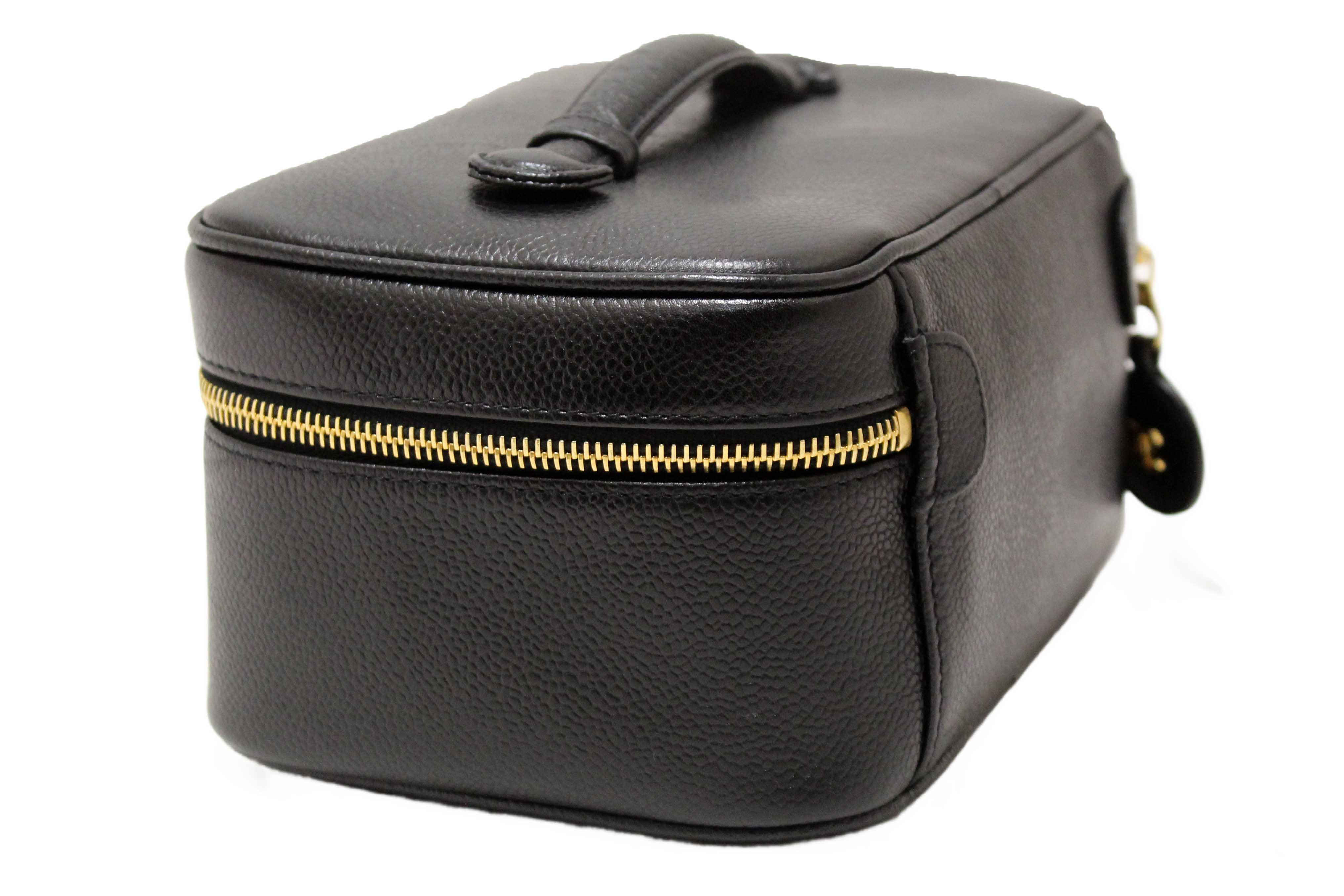 Authentic Chanel Vintage Black Caviar CC Timeless Vanity Case Bag