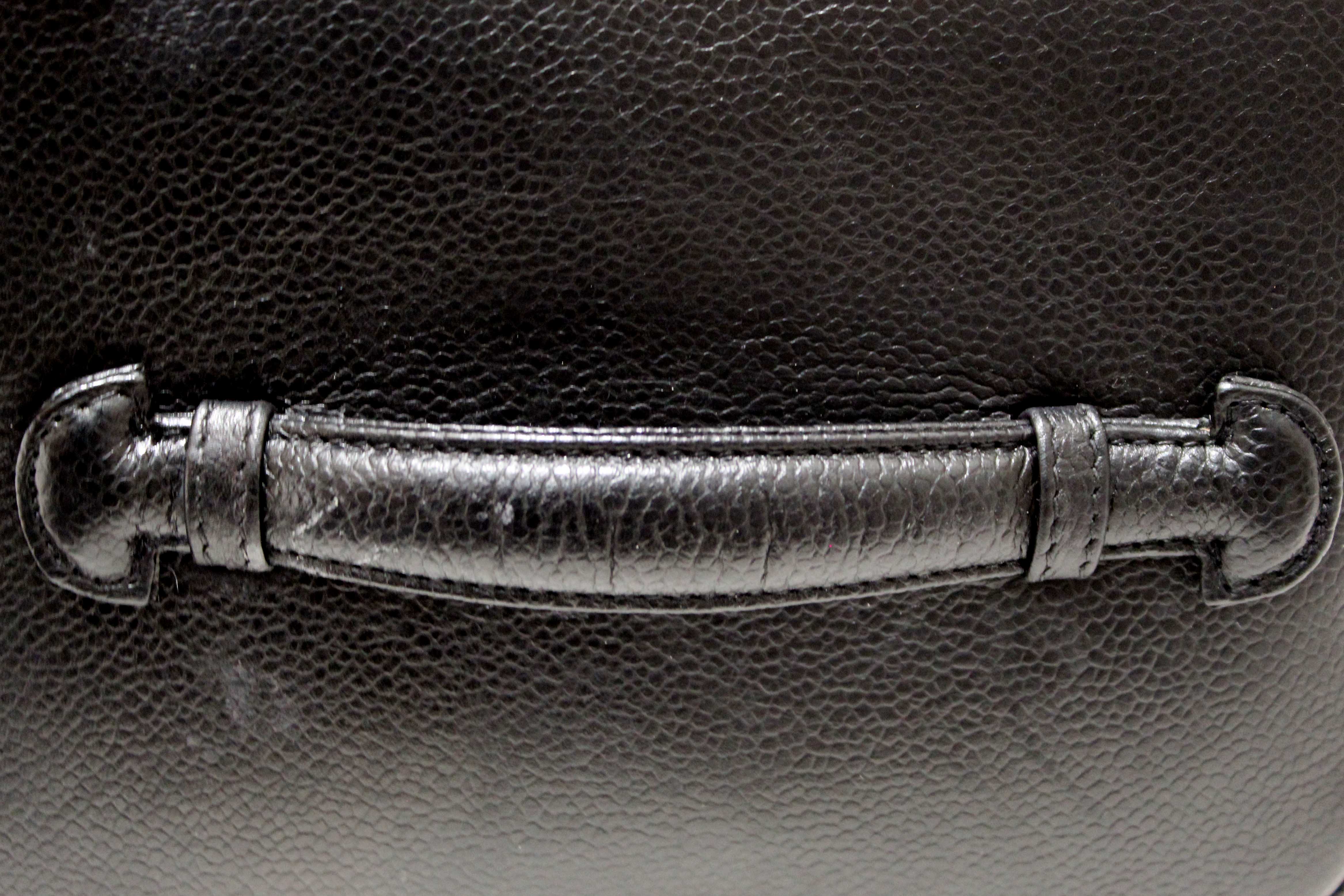 Authentic Chanel Vintage Black Caviar CC Timeless Vanity Case Bag