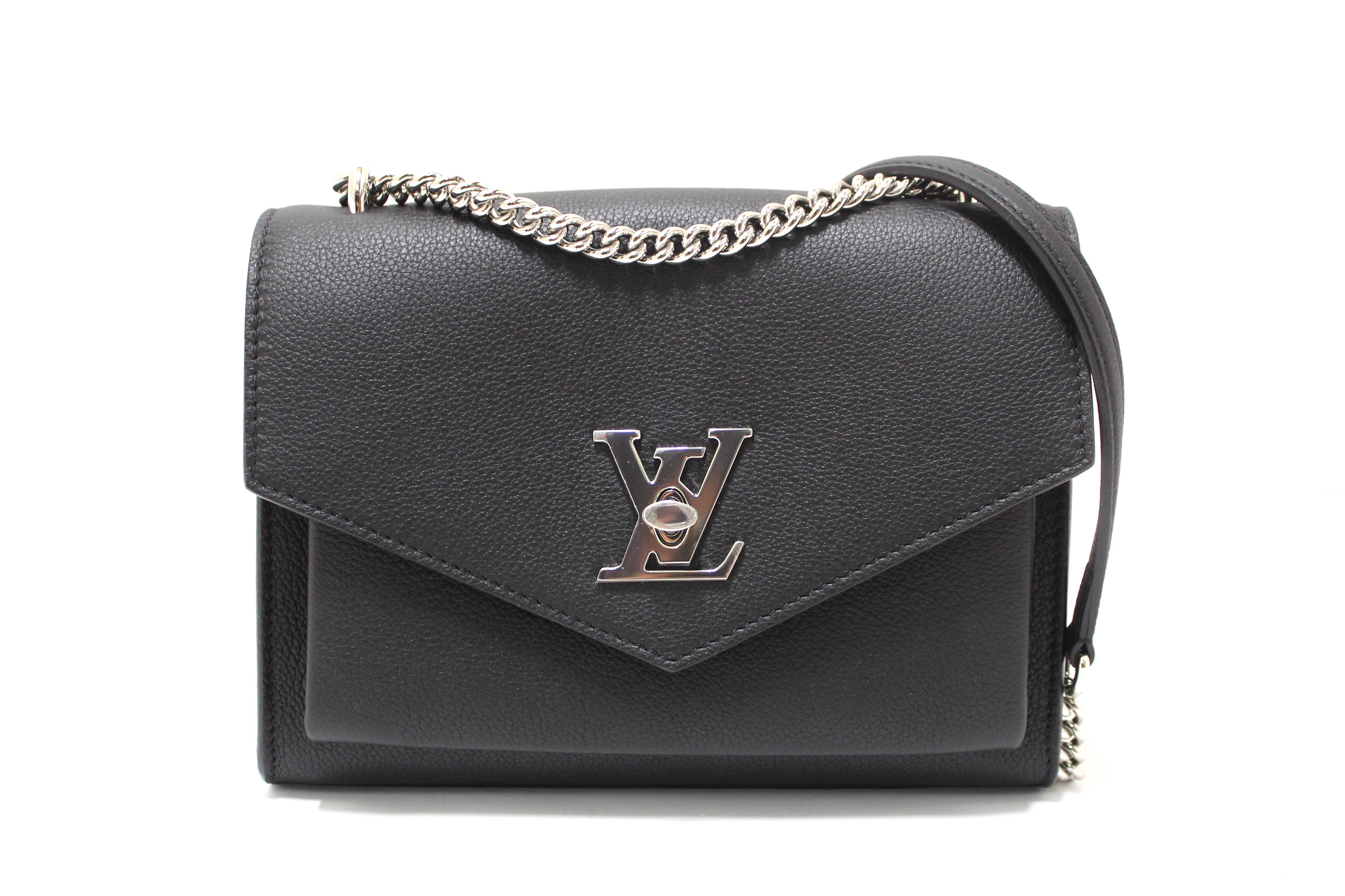 Authentic Louis Vuitton Black Calfskin Leather Mylockme Chain Bag
