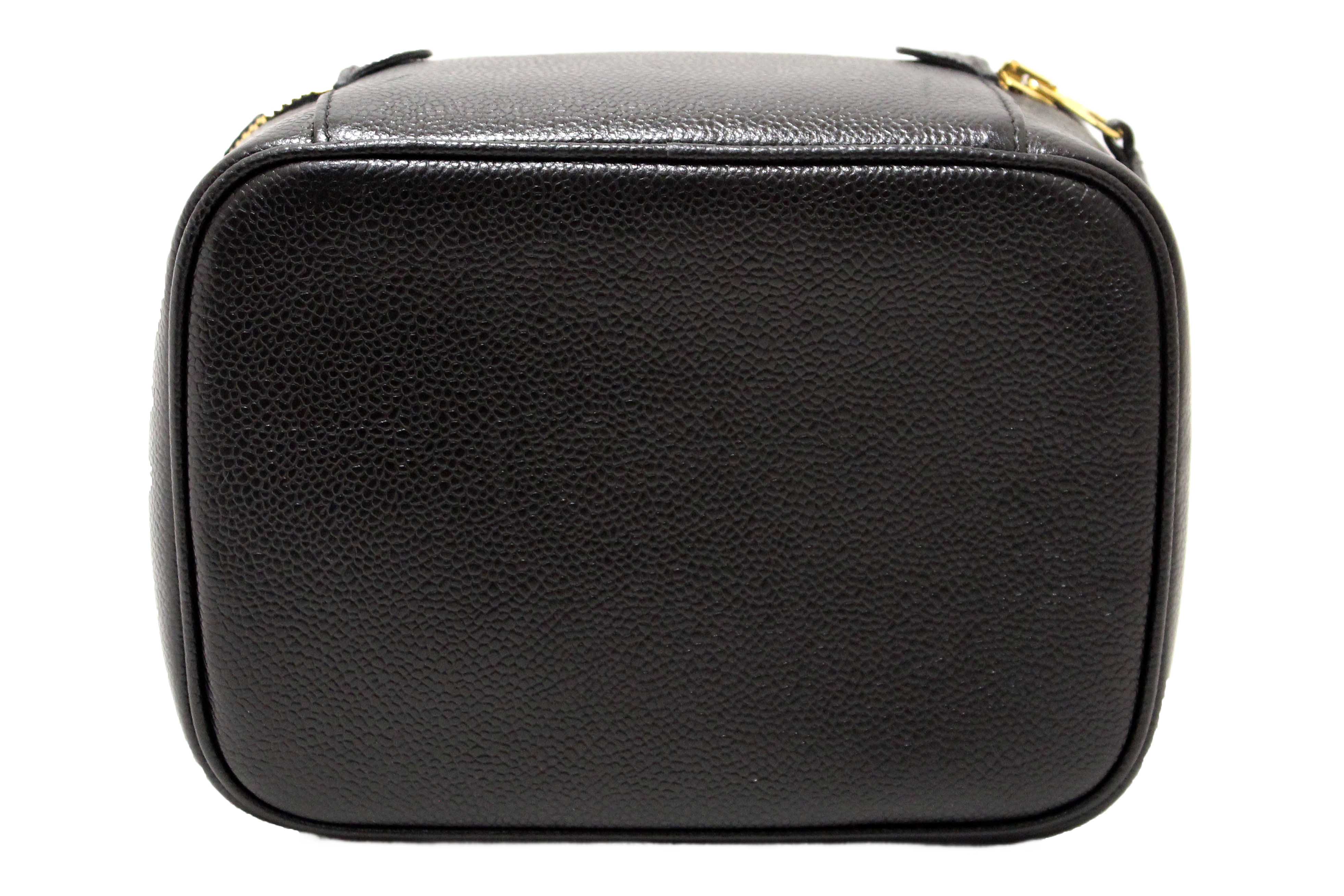 Authentic Chanel Vintage Black Caviar CC Timeless Vanity Case Bag