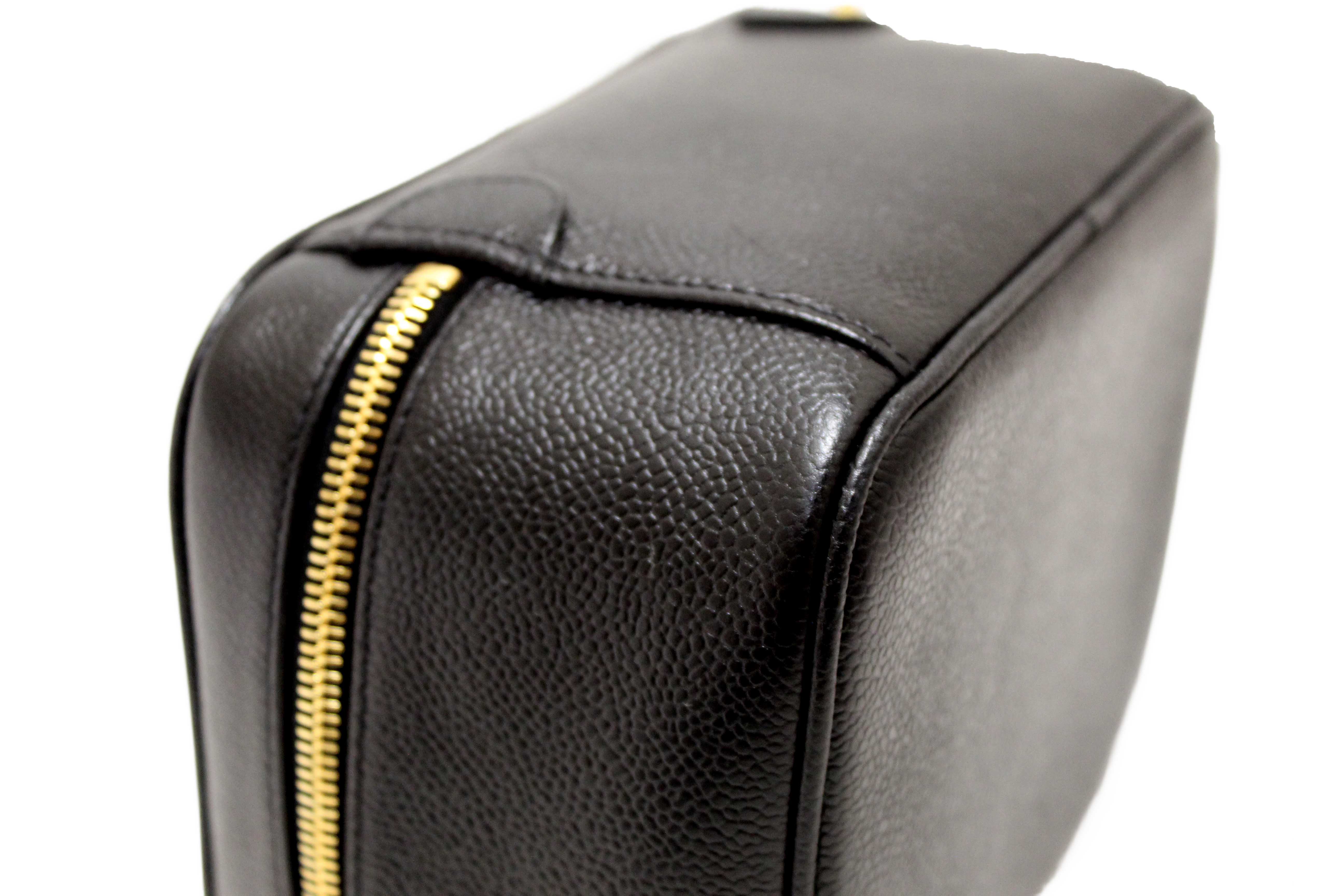 Authentic Chanel Vintage Black Caviar CC Timeless Vanity Case Bag
