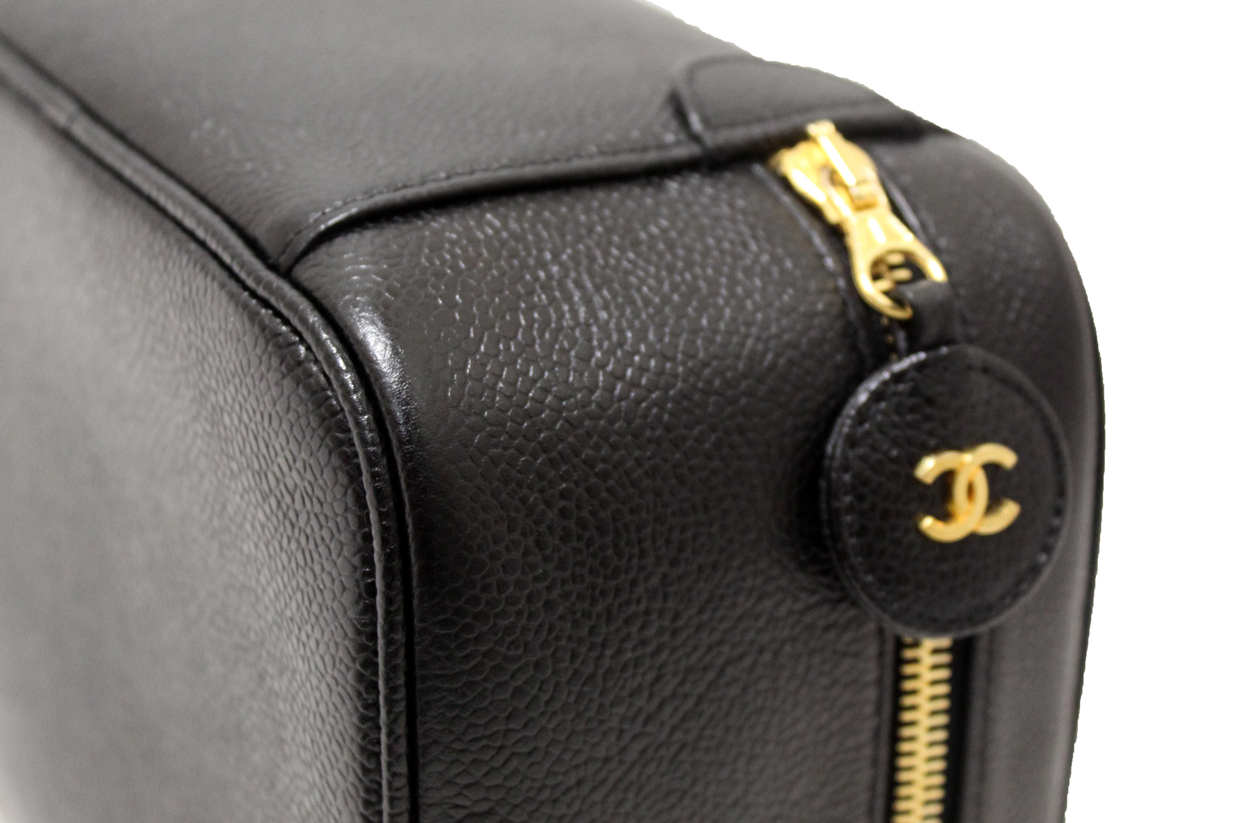 Authentic Chanel Vintage Black Caviar CC Timeless Vanity Case Bag