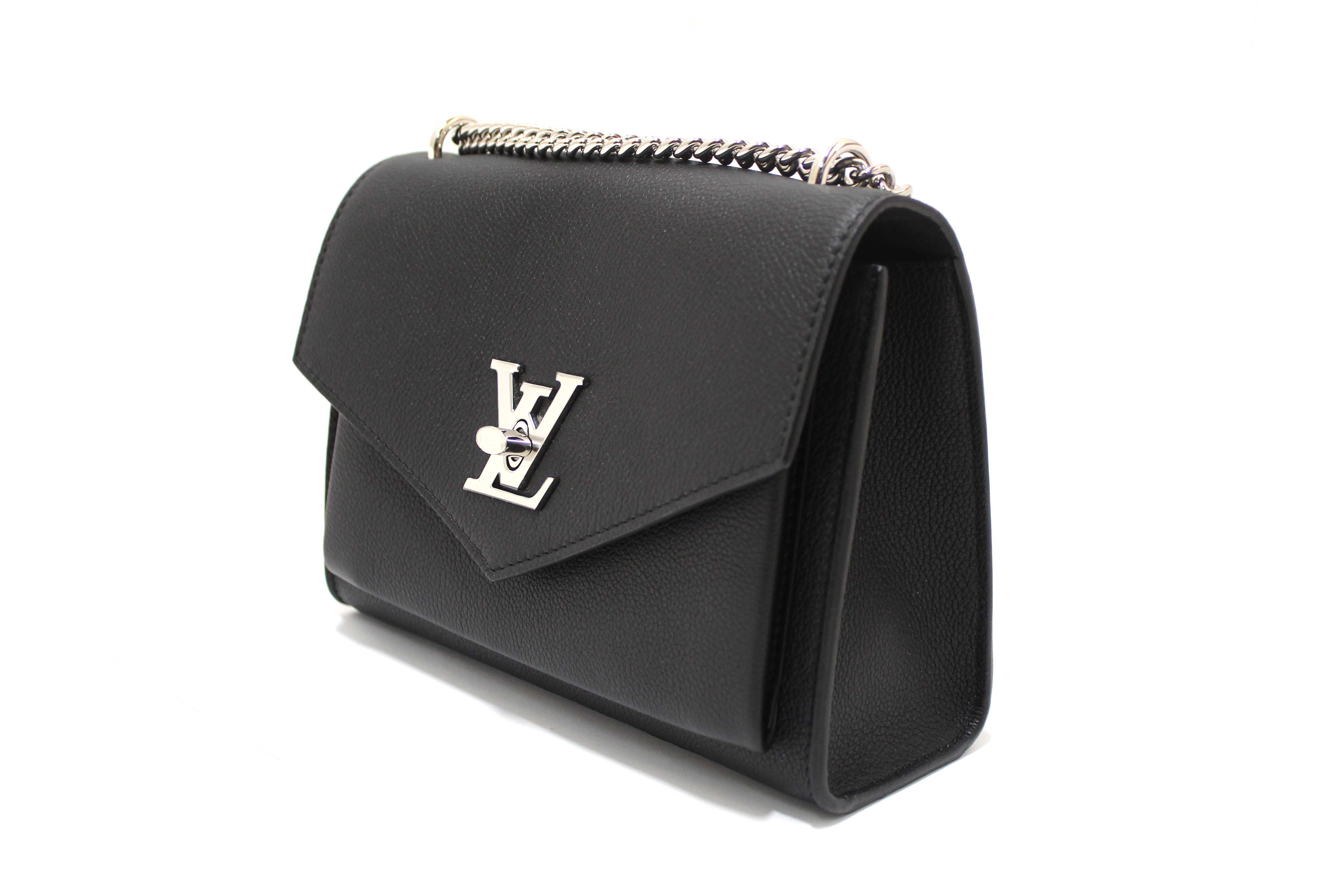 Authentic Louis Vuitton Black Calfskin Leather Mylockme Chain Bag
