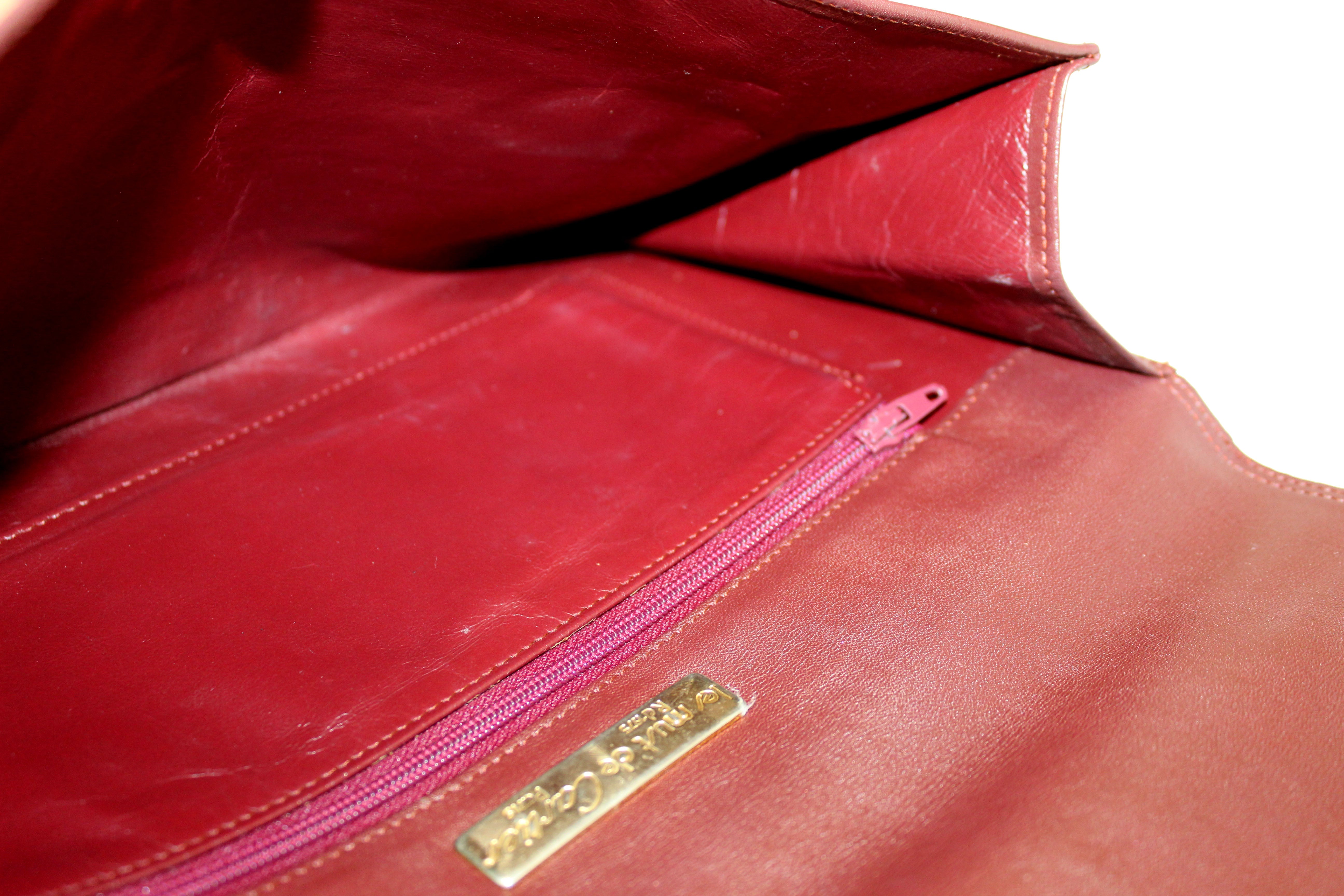 Authentic Cartier Burgundy Calfskin Leather Envelope Portfolio Pouch