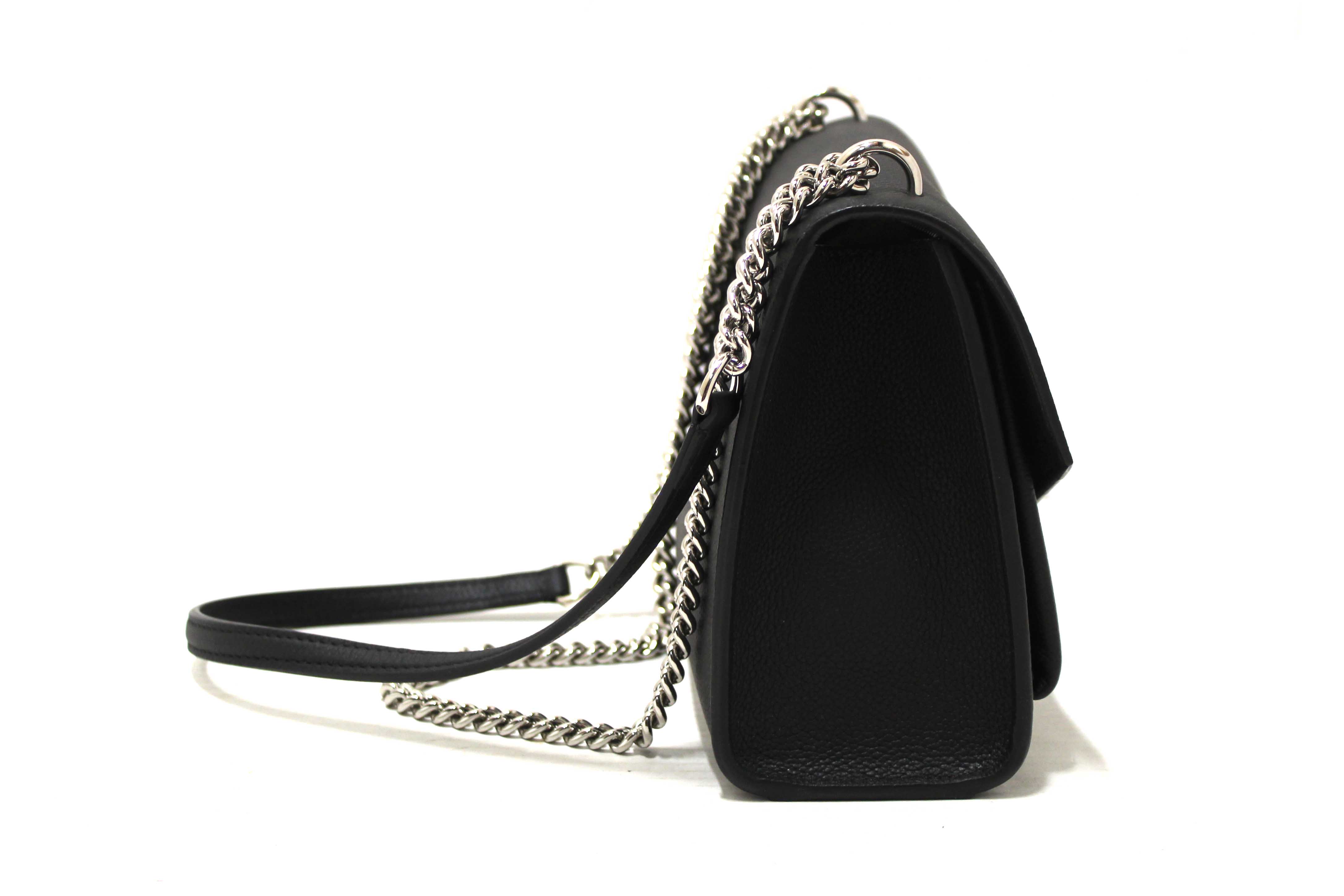 Authentic Louis Vuitton Black Calfskin Leather Mylockme Chain Bag
