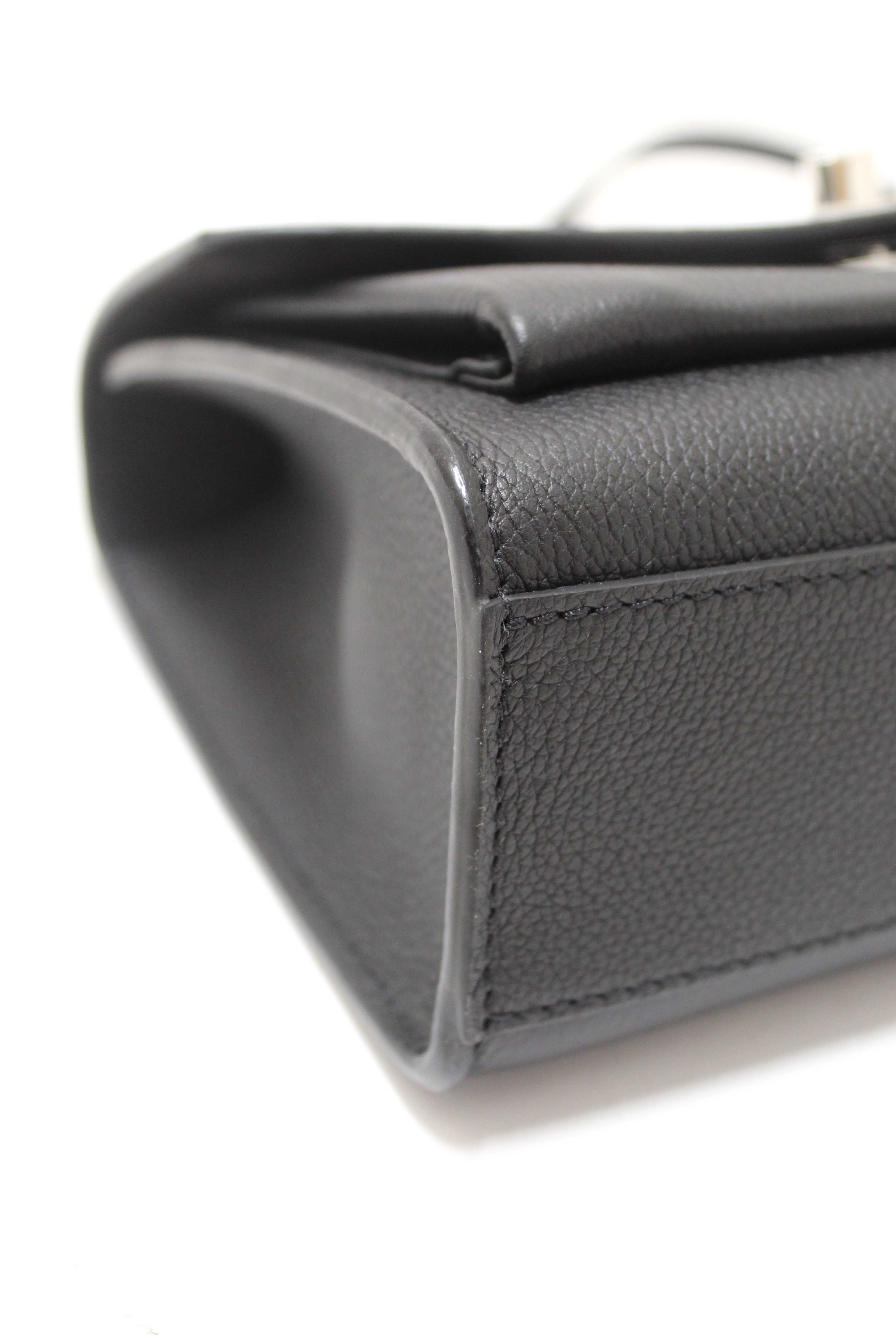 Authentic Louis Vuitton Black Calfskin Leather Mylockme Chain Bag