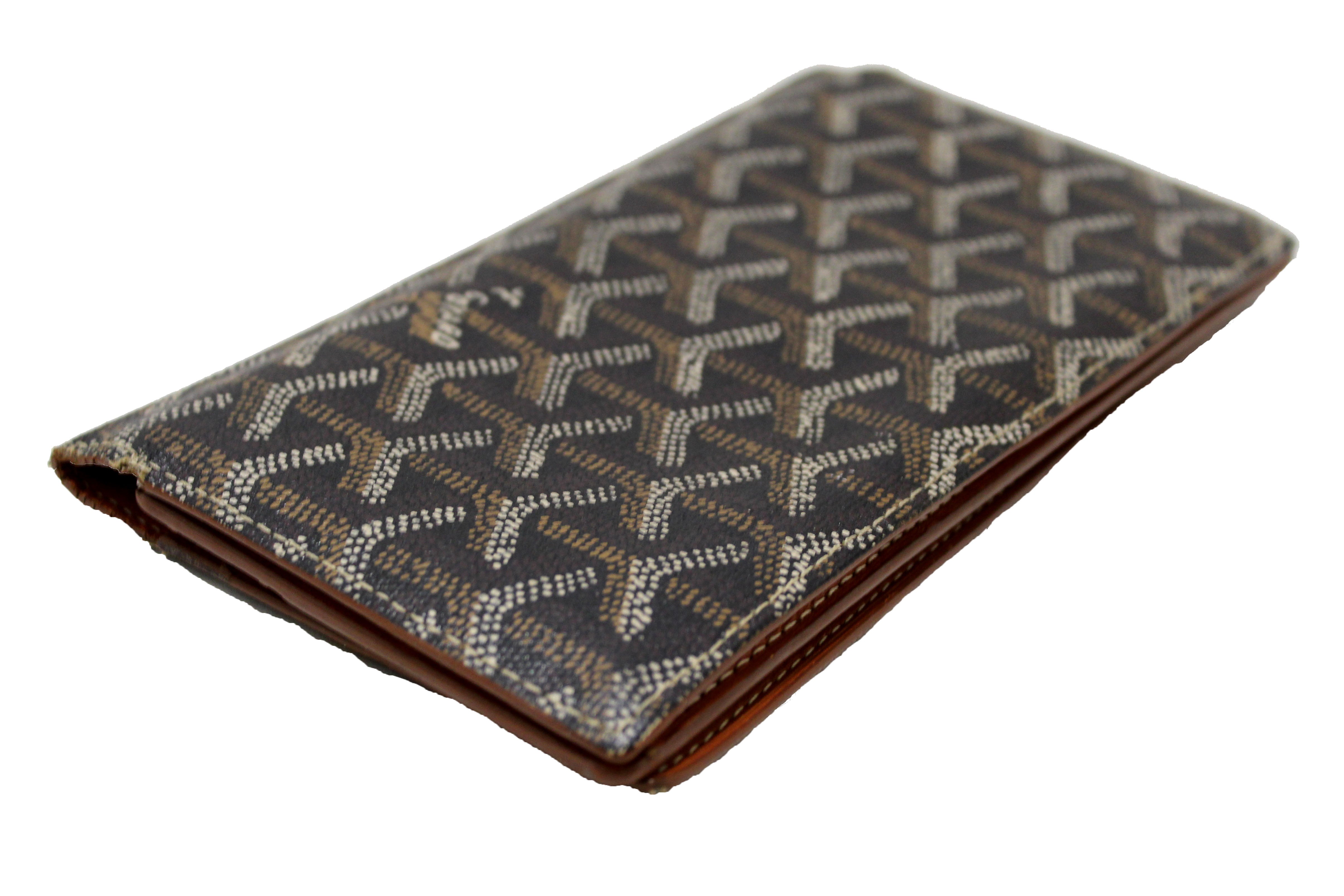 Shop GOYARD Monogram Canvas Leather Folding Wallet Logo Card