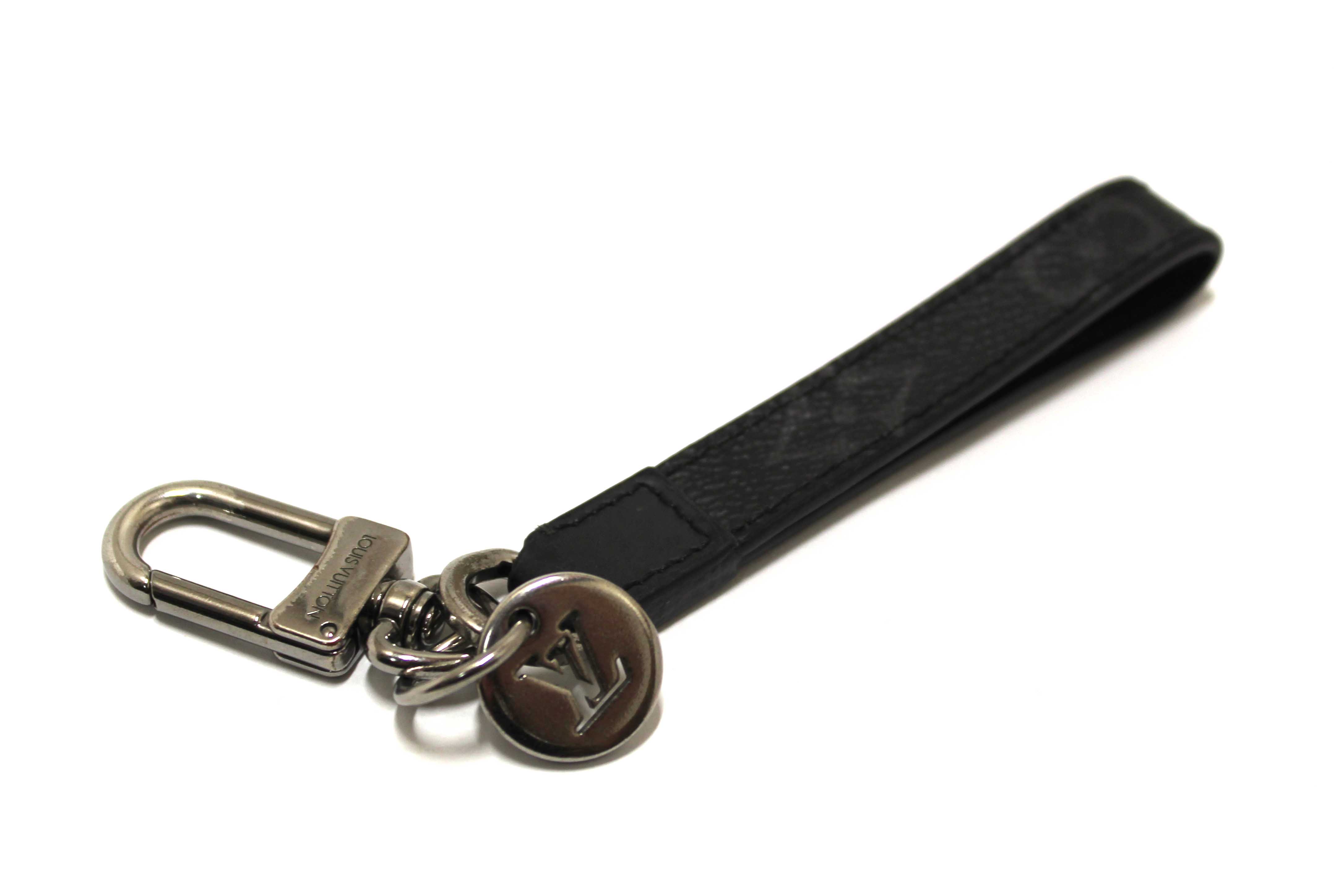 Authentic  Louis Vuitton Damier Graphite Dragonne Bag Charm & Key Holder