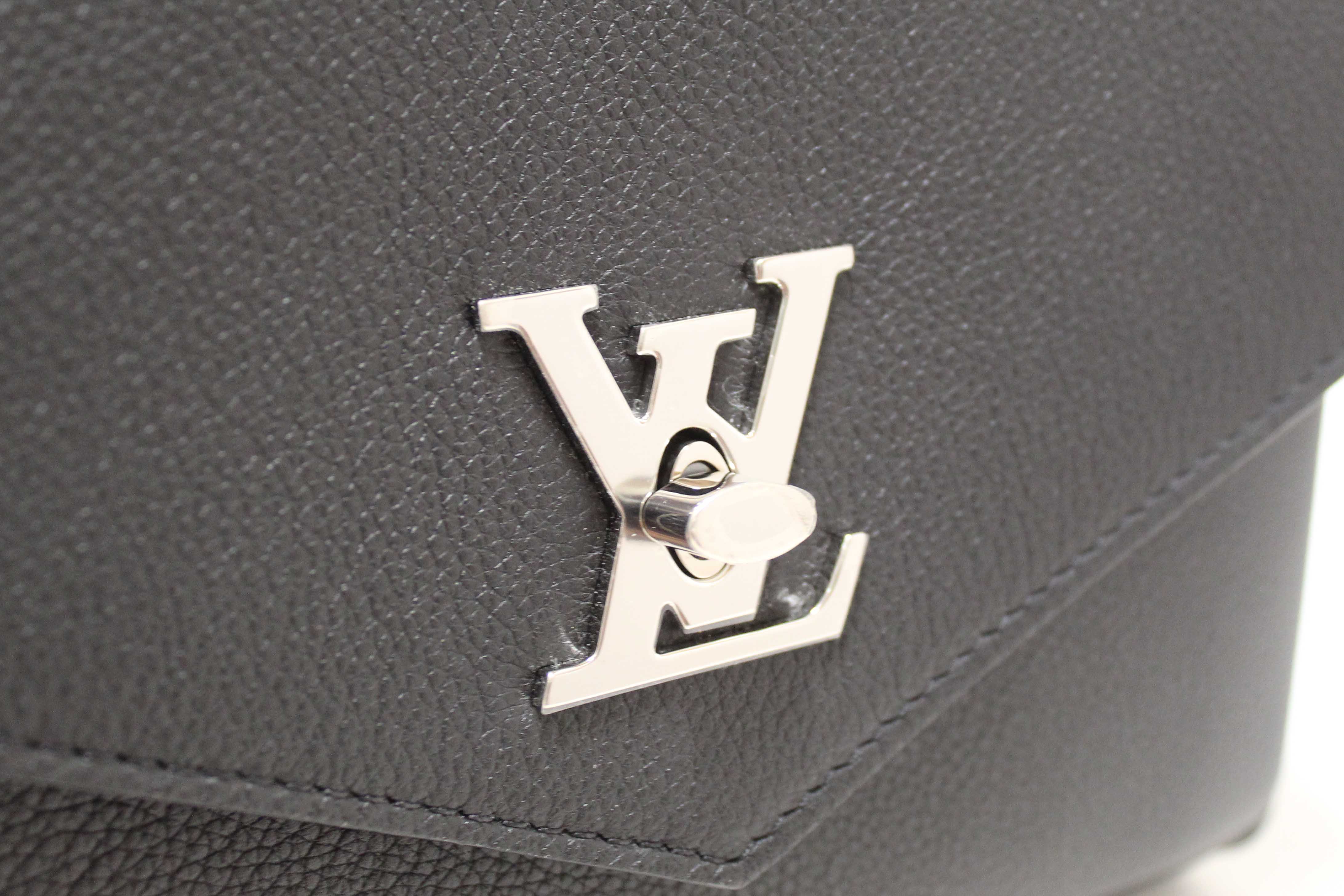 Authentic Louis Vuitton Black Calfskin Leather Mylockme Chain Bag