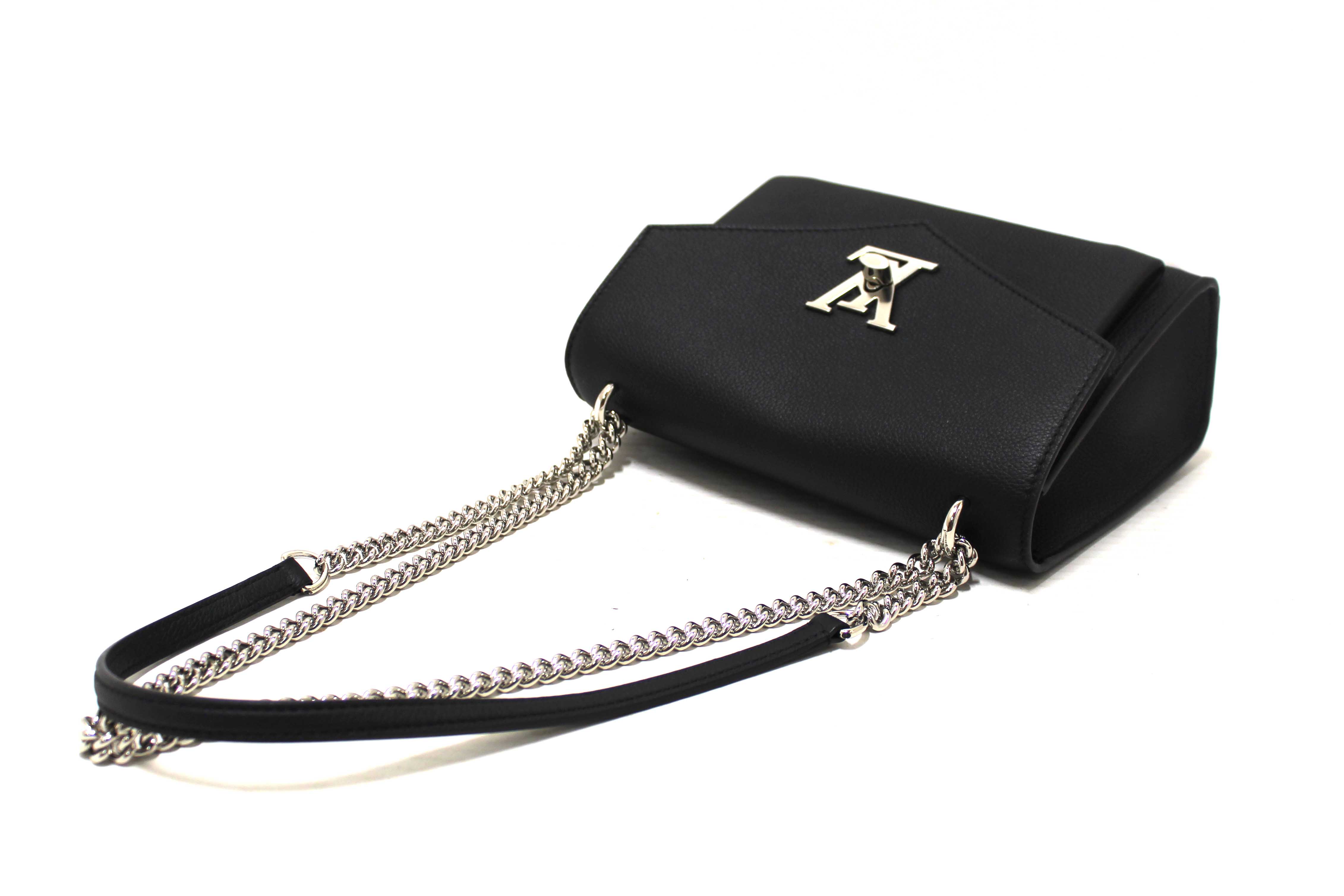 Authentic Louis Vuitton Black Calfskin Leather Mylockme Chain Bag