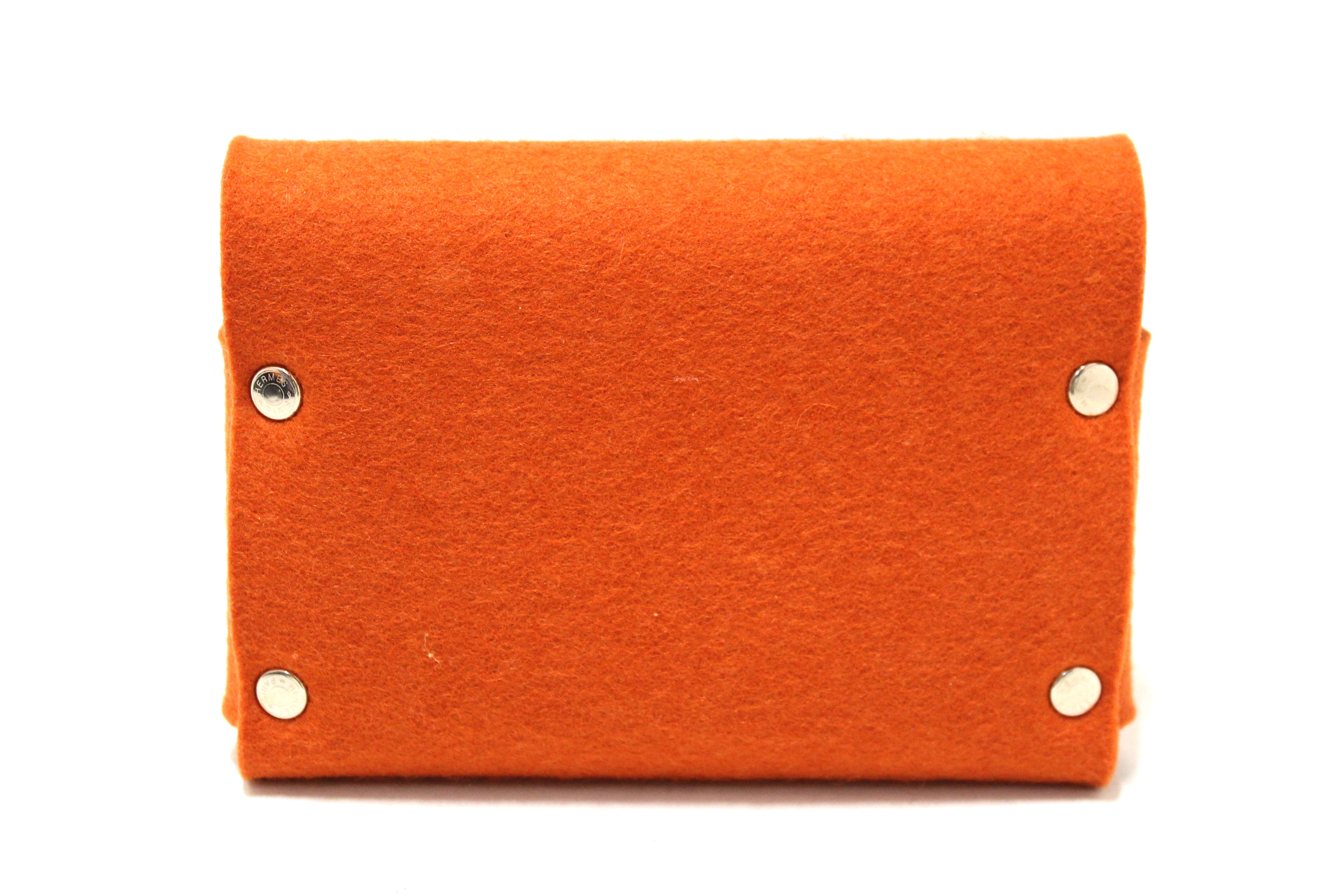 Authentic Hermes Ettuart GM Pouch Felt Orange Fittings Playing Card Case  Accessory