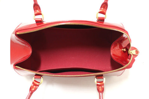 Authentic Louis Vuitton Red Monogram Vernis Sherwood PM Shoulder Handbag