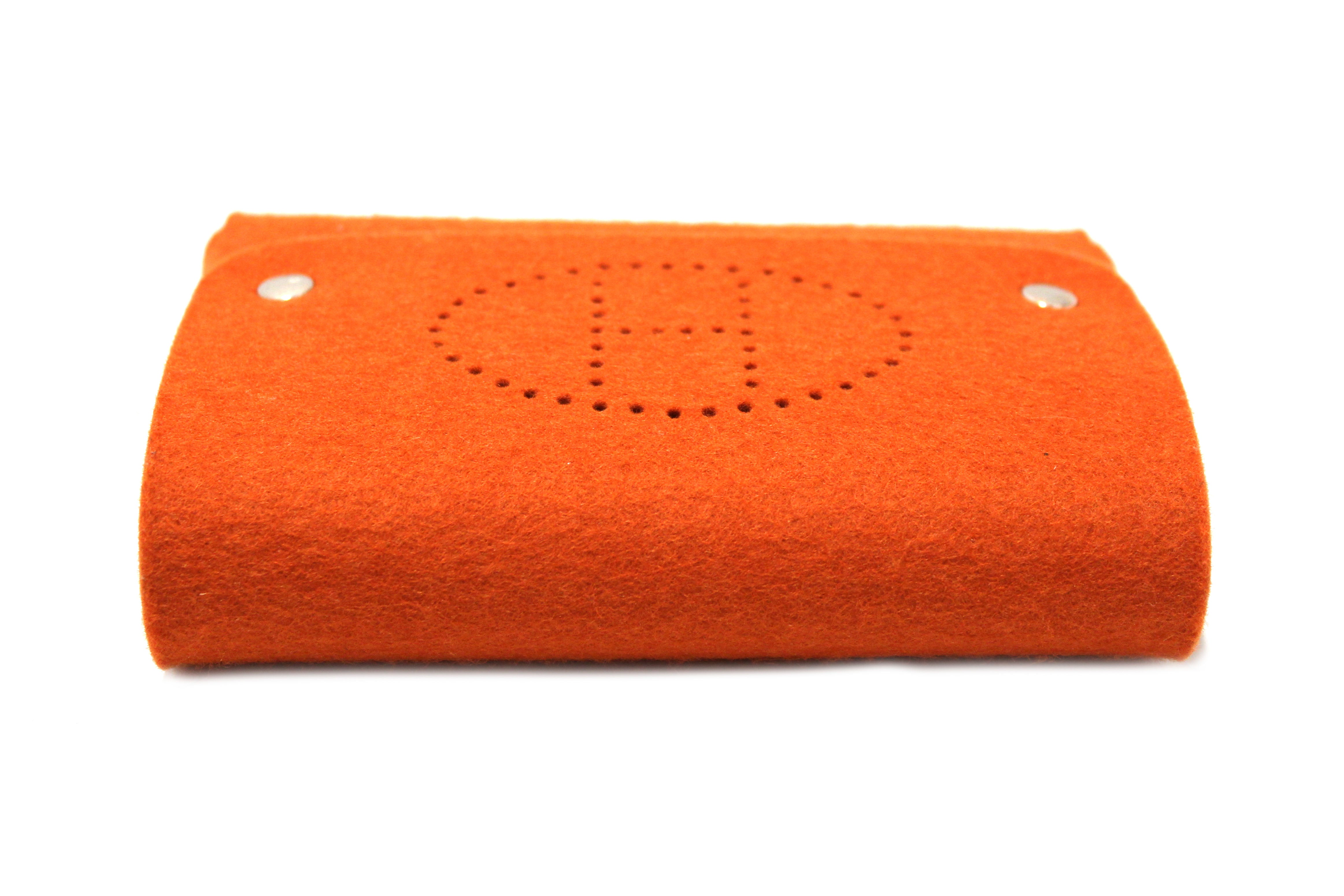 Authentic Hermes Ettuart GM Pouch  Felt Orange Fittings Playing Card Case Accessory