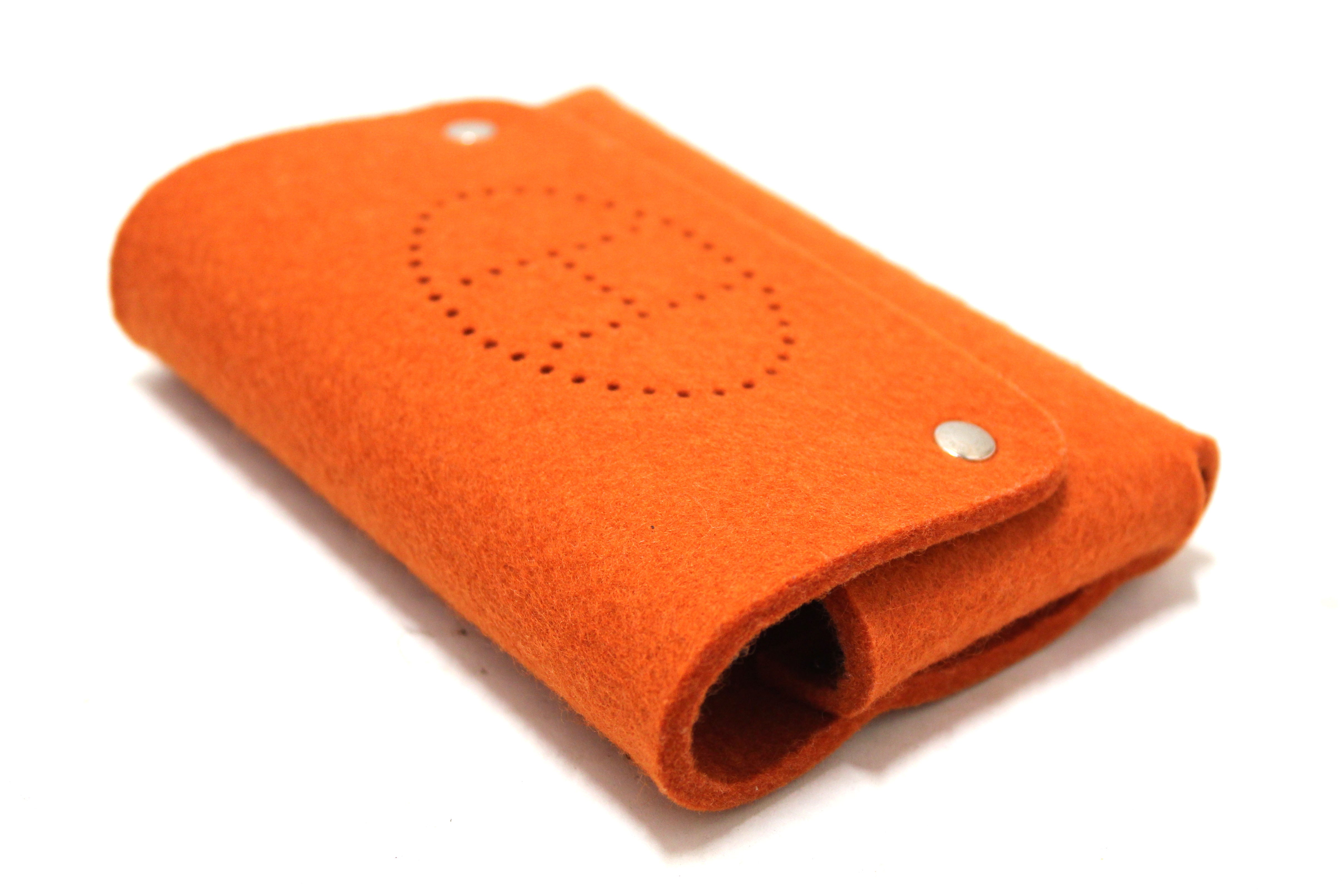 Authentic Hermes Ettuart GM Pouch  Felt Orange Fittings Playing Card Case Accessory