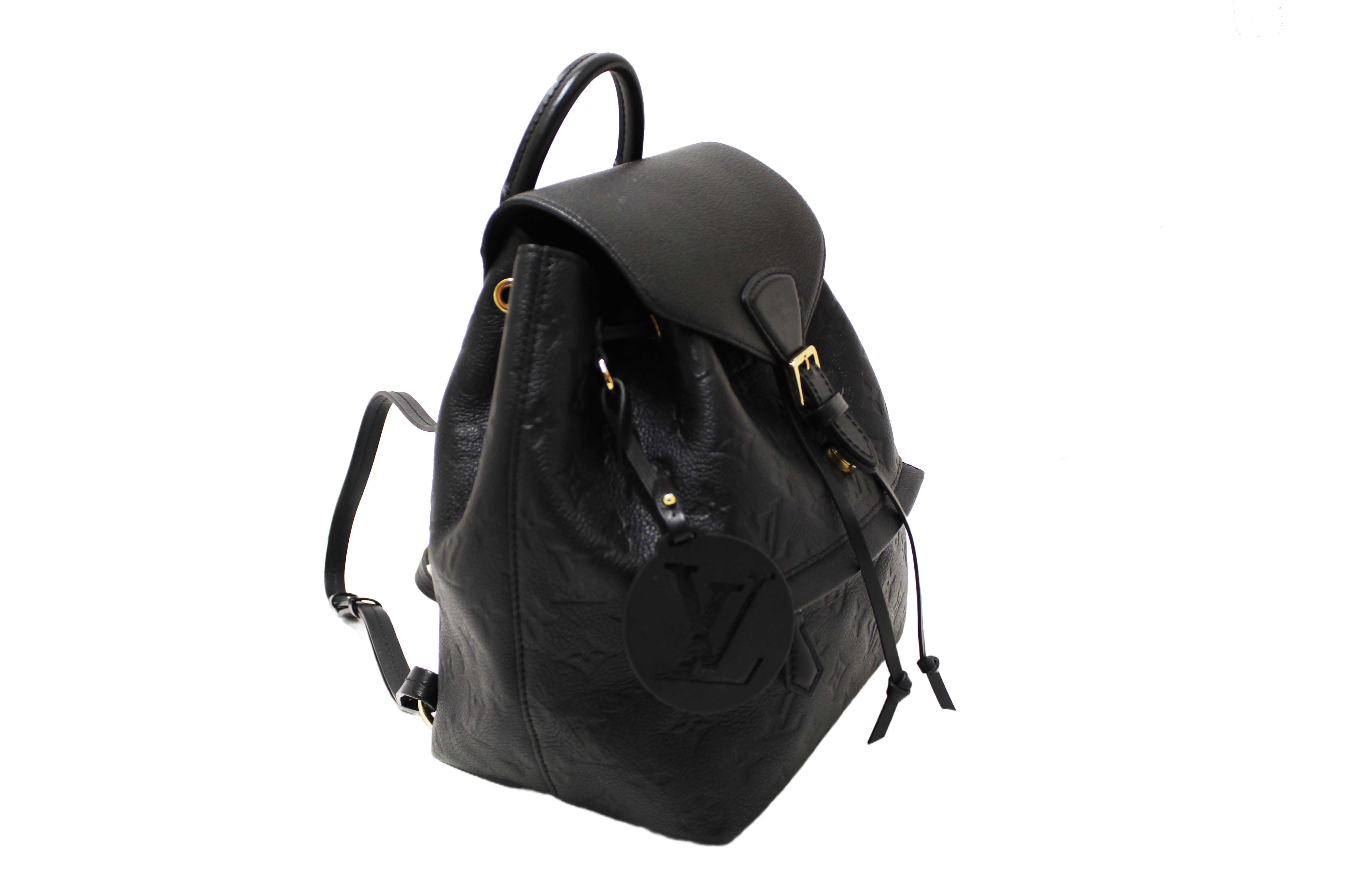 Authentic Louis Vuitton Black Monogram Empreinte Montsouris Backpack